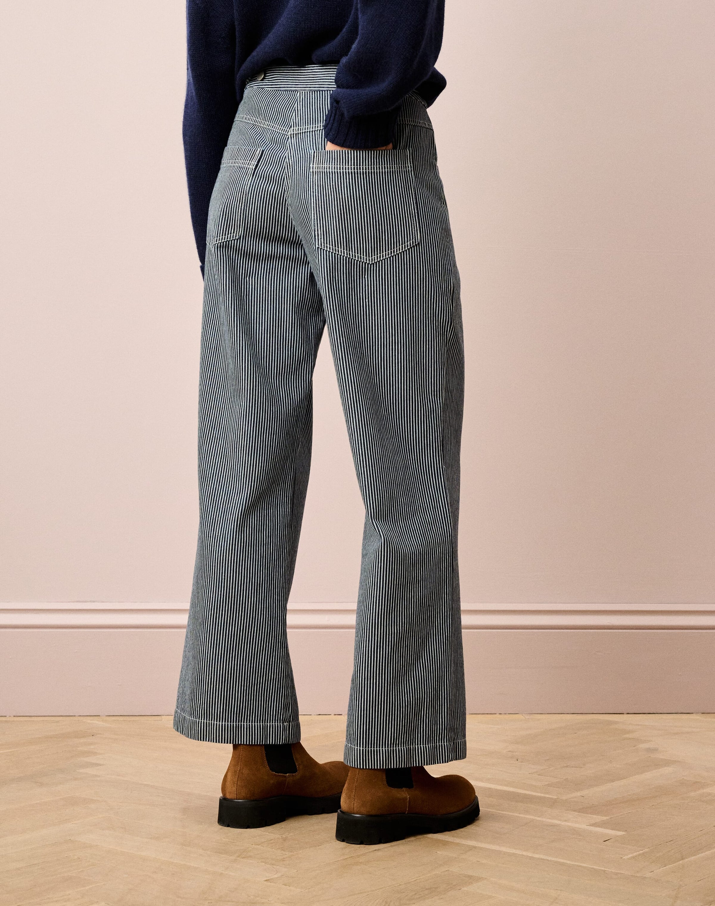 Cotton Canvas Stripe Trousers