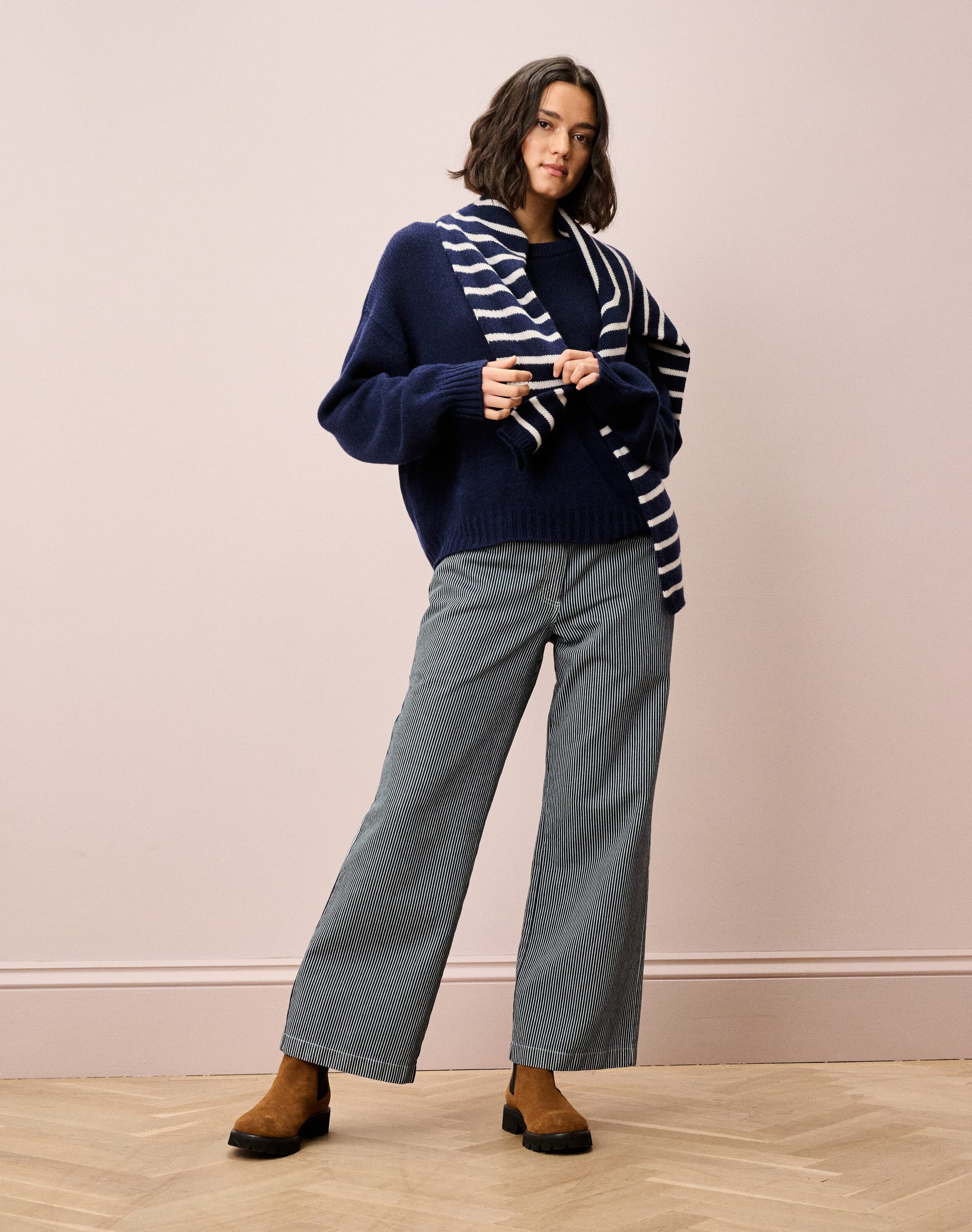 Cotton Canvas Stripe Trousers