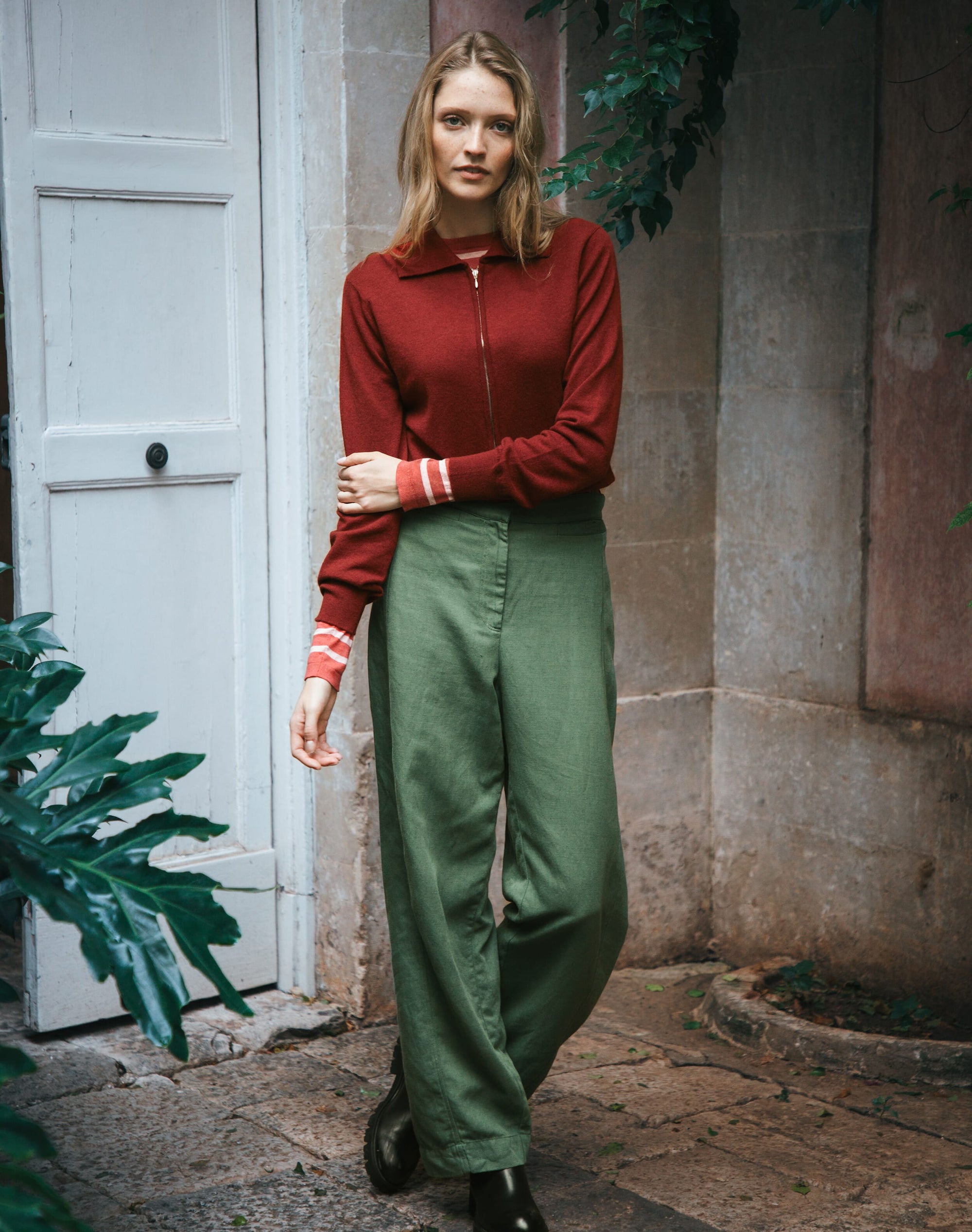 Cotton Linen High Waisted Trousers