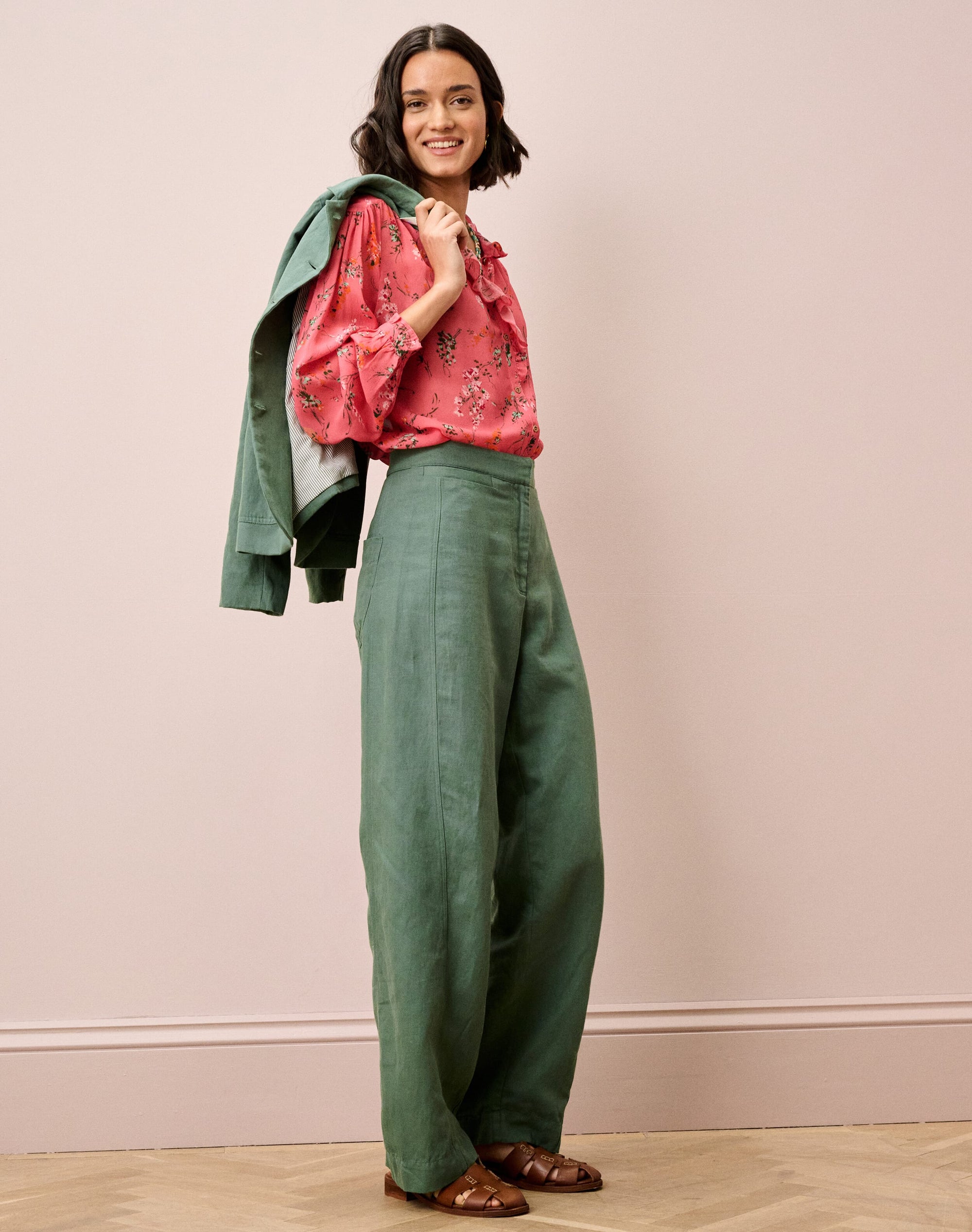 Cotton Linen High Waisted Trousers