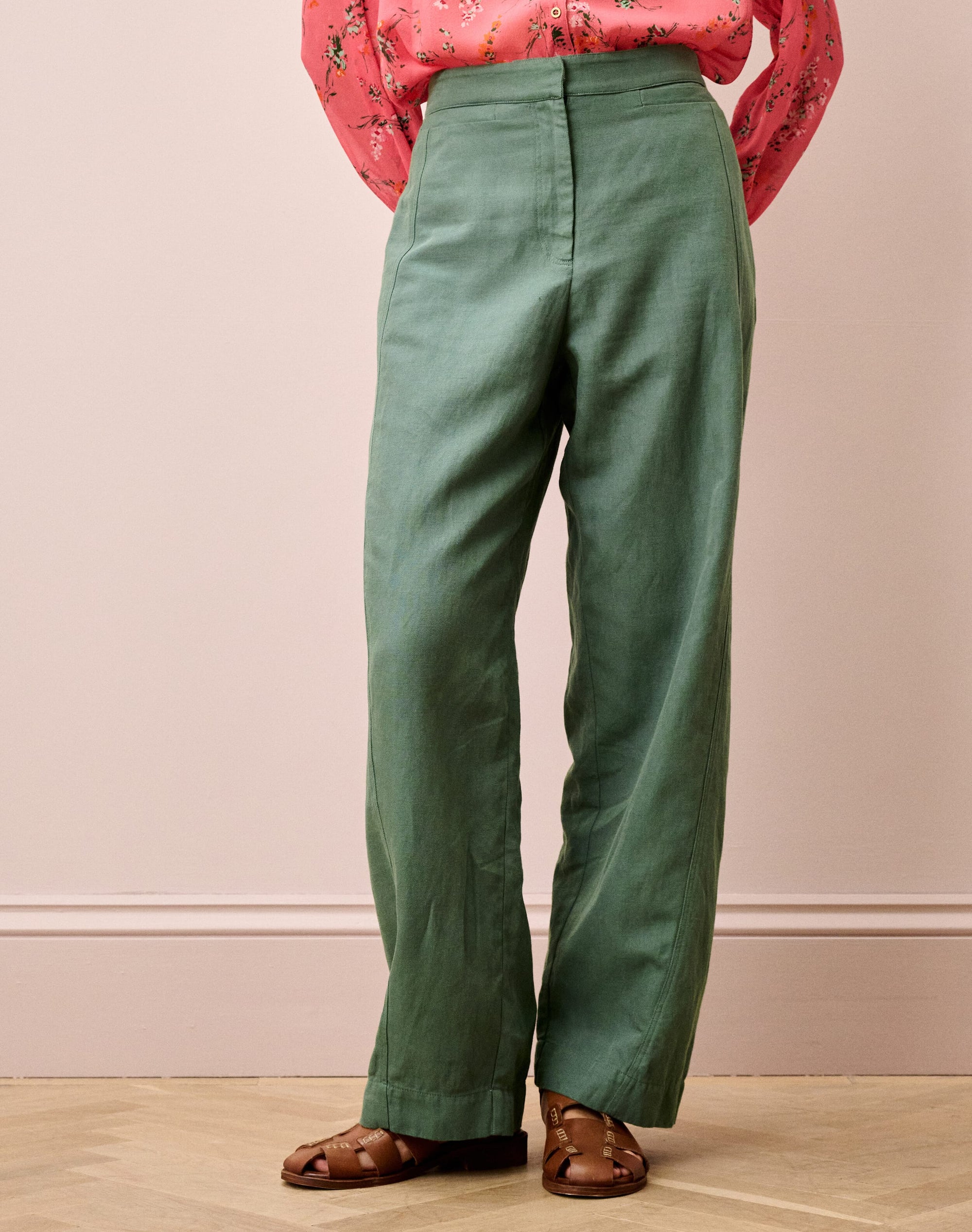 Cotton Linen High Waisted Trousers