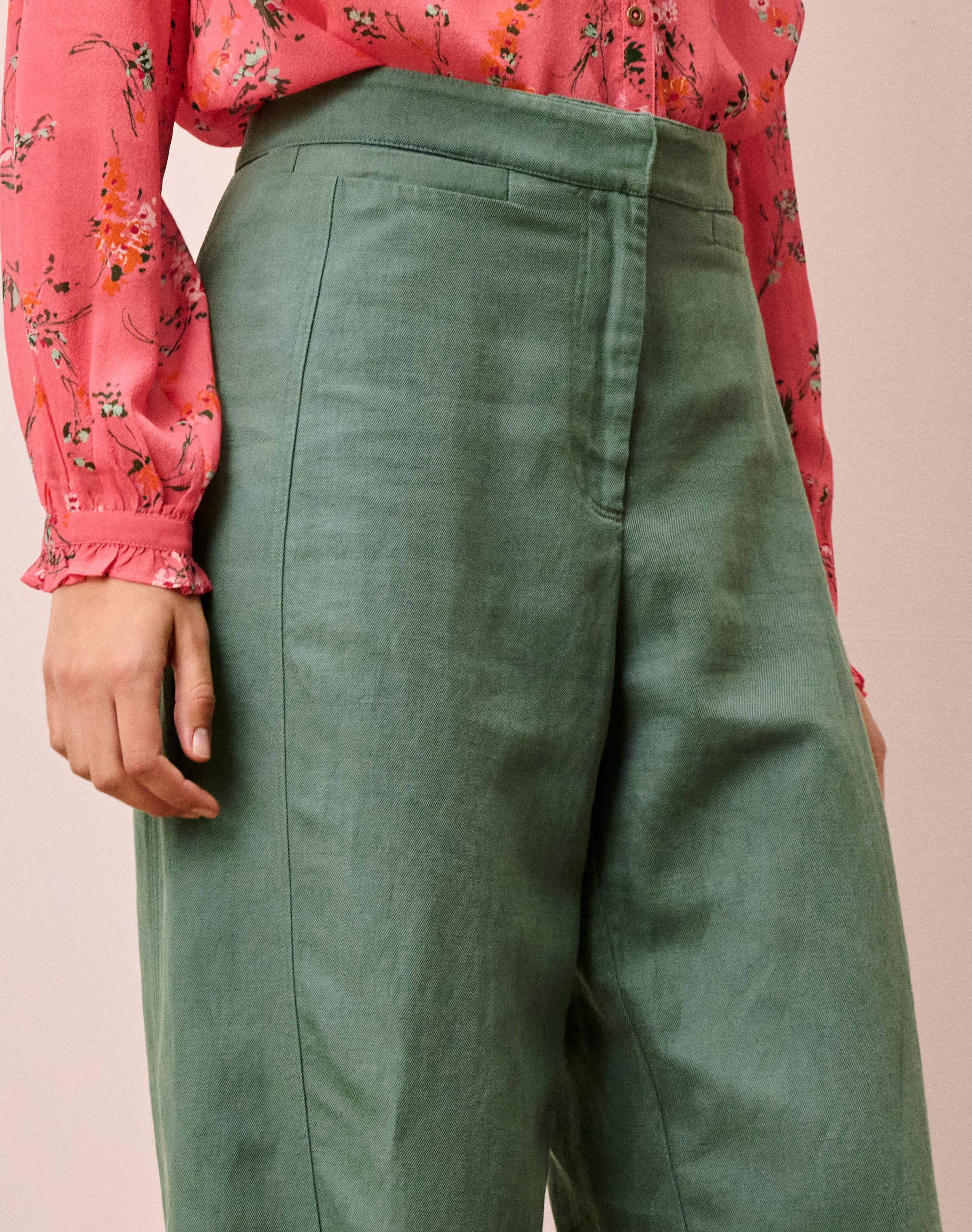 Cotton Linen High Waisted Trousers