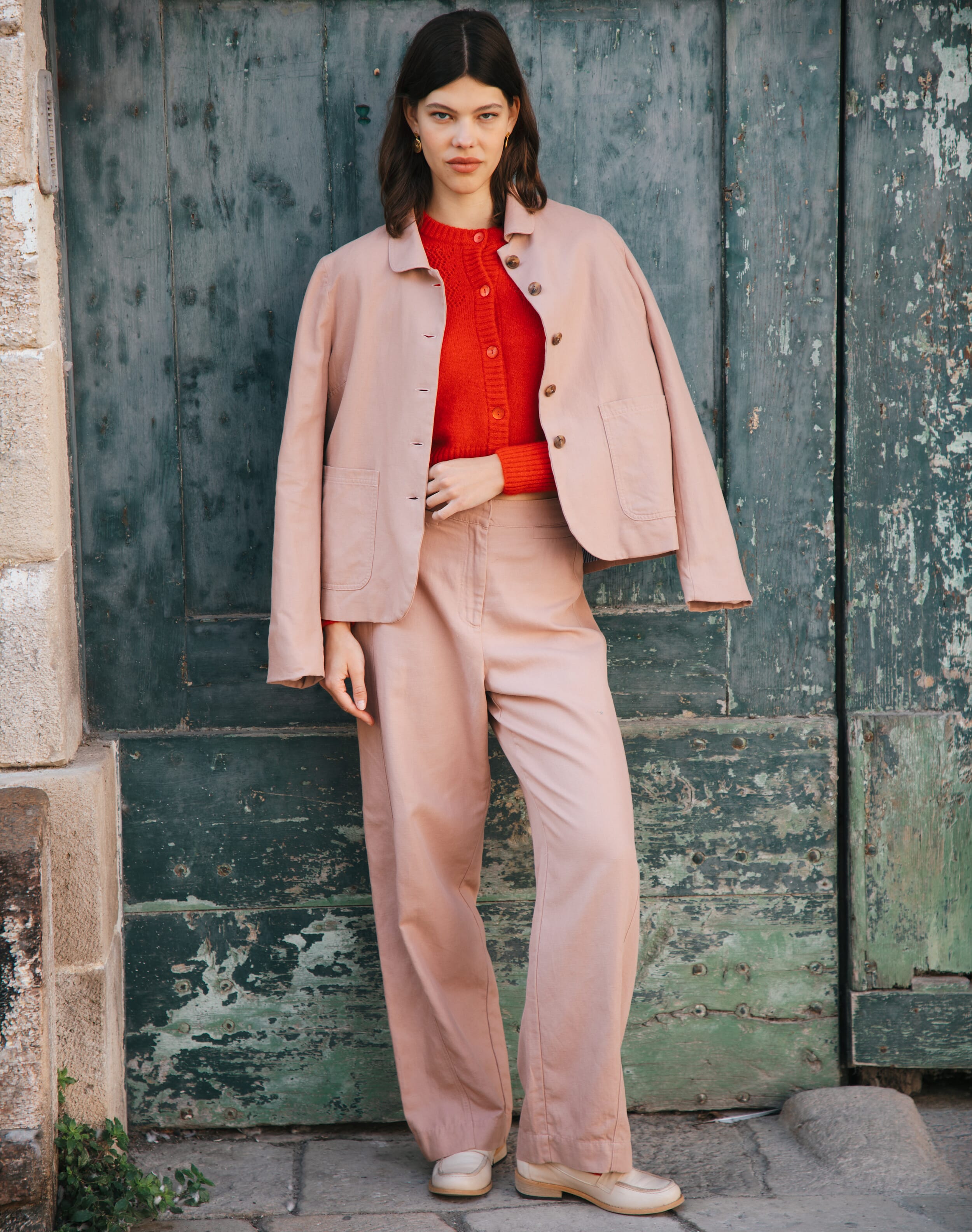Cotton Linen High Waisted Trousers