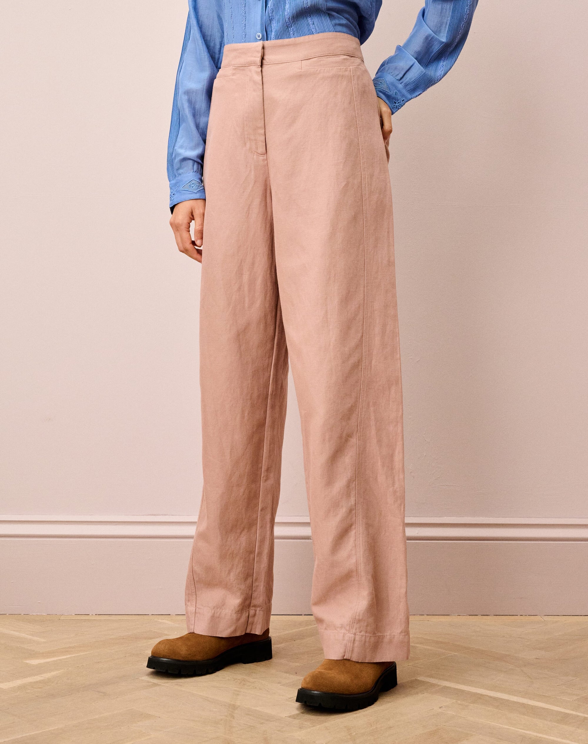 Cotton Linen High Waisted Trousers