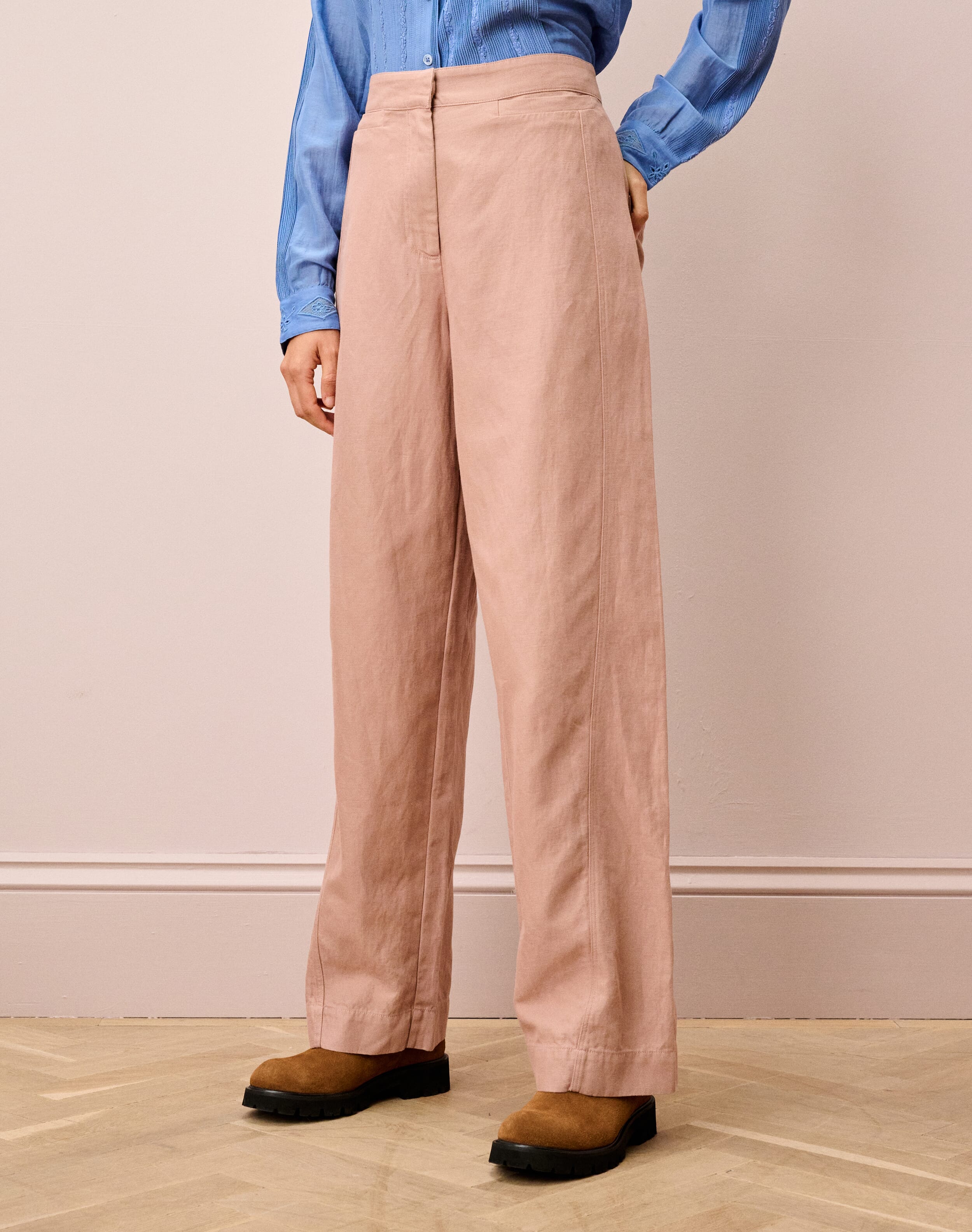 Cotton Linen High Waisted Trousers