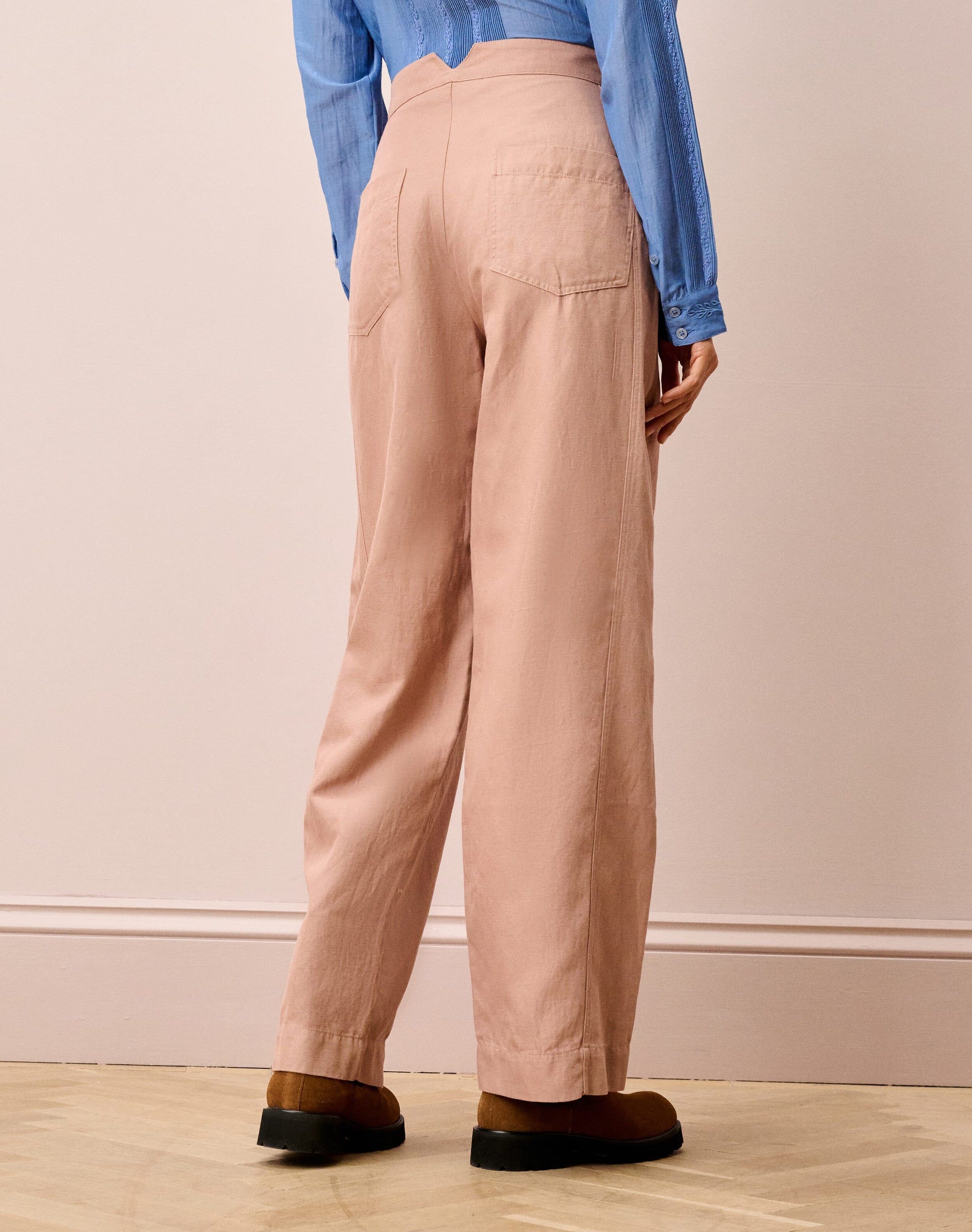 Cotton Linen High Waisted Trousers