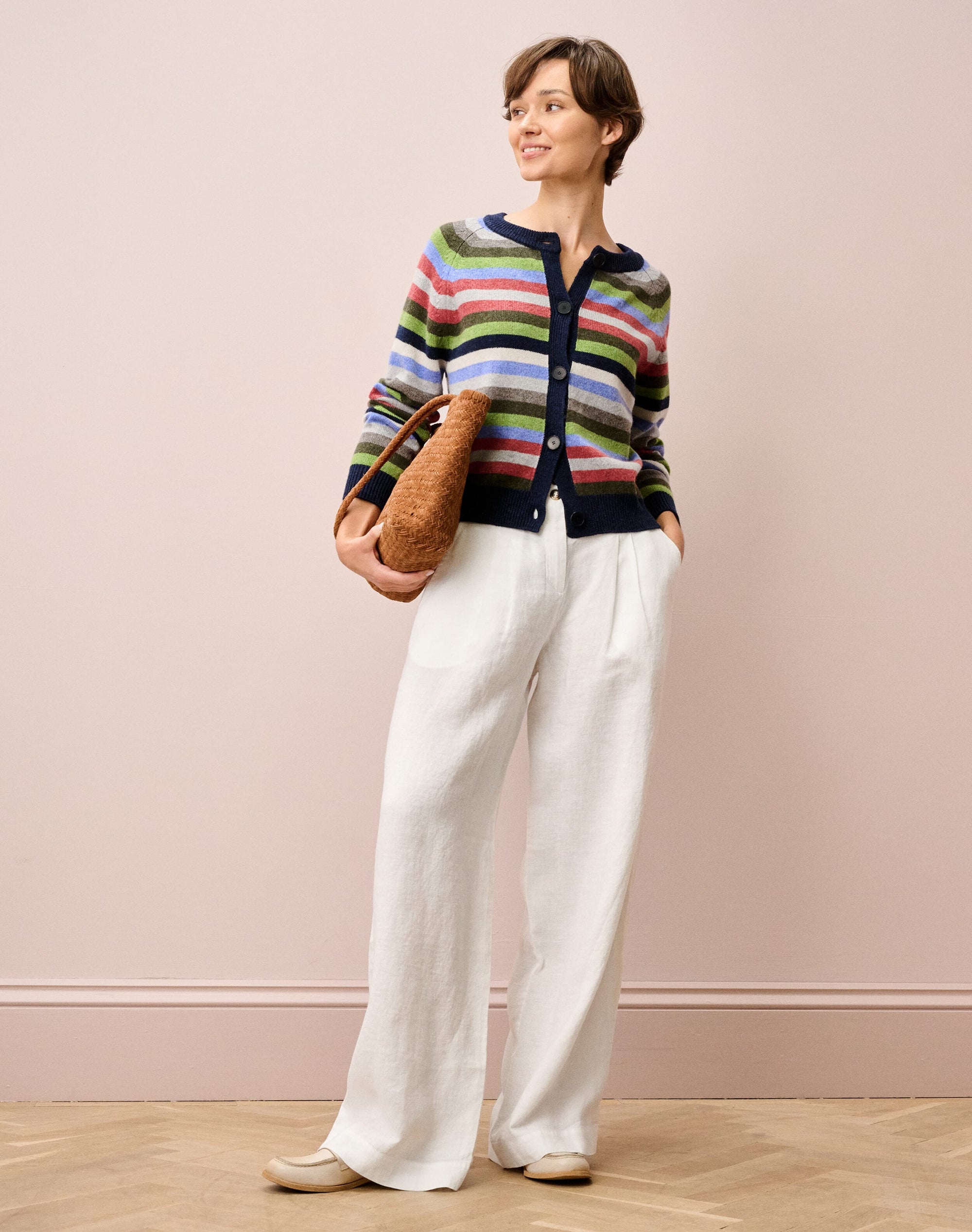 Washed Linen Wide Leg Trousers