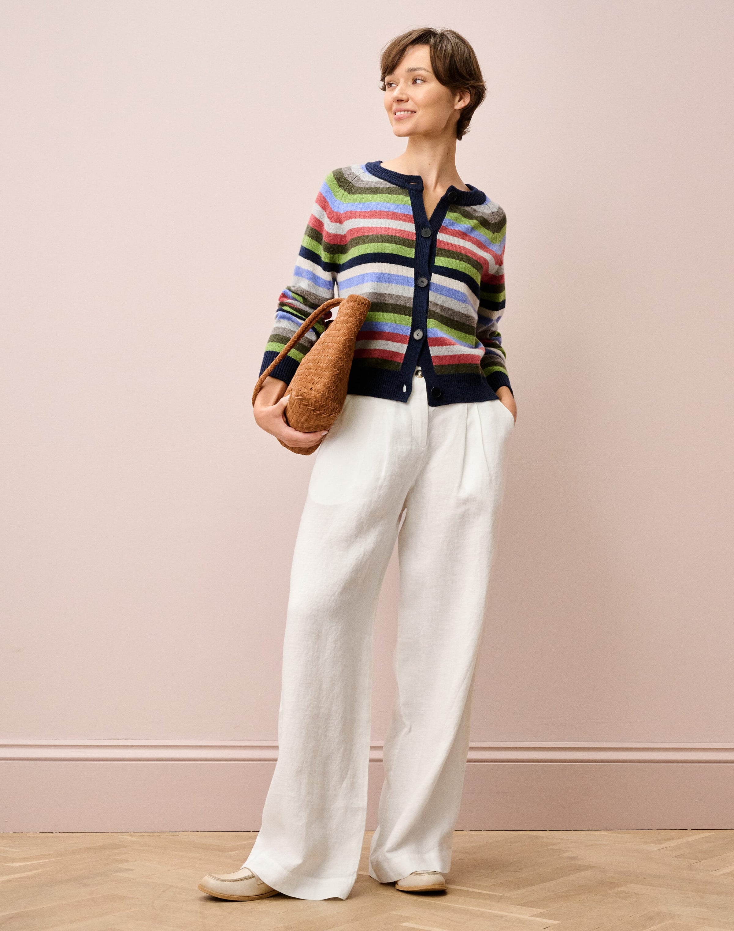 Washed Linen Wide Leg Trousers