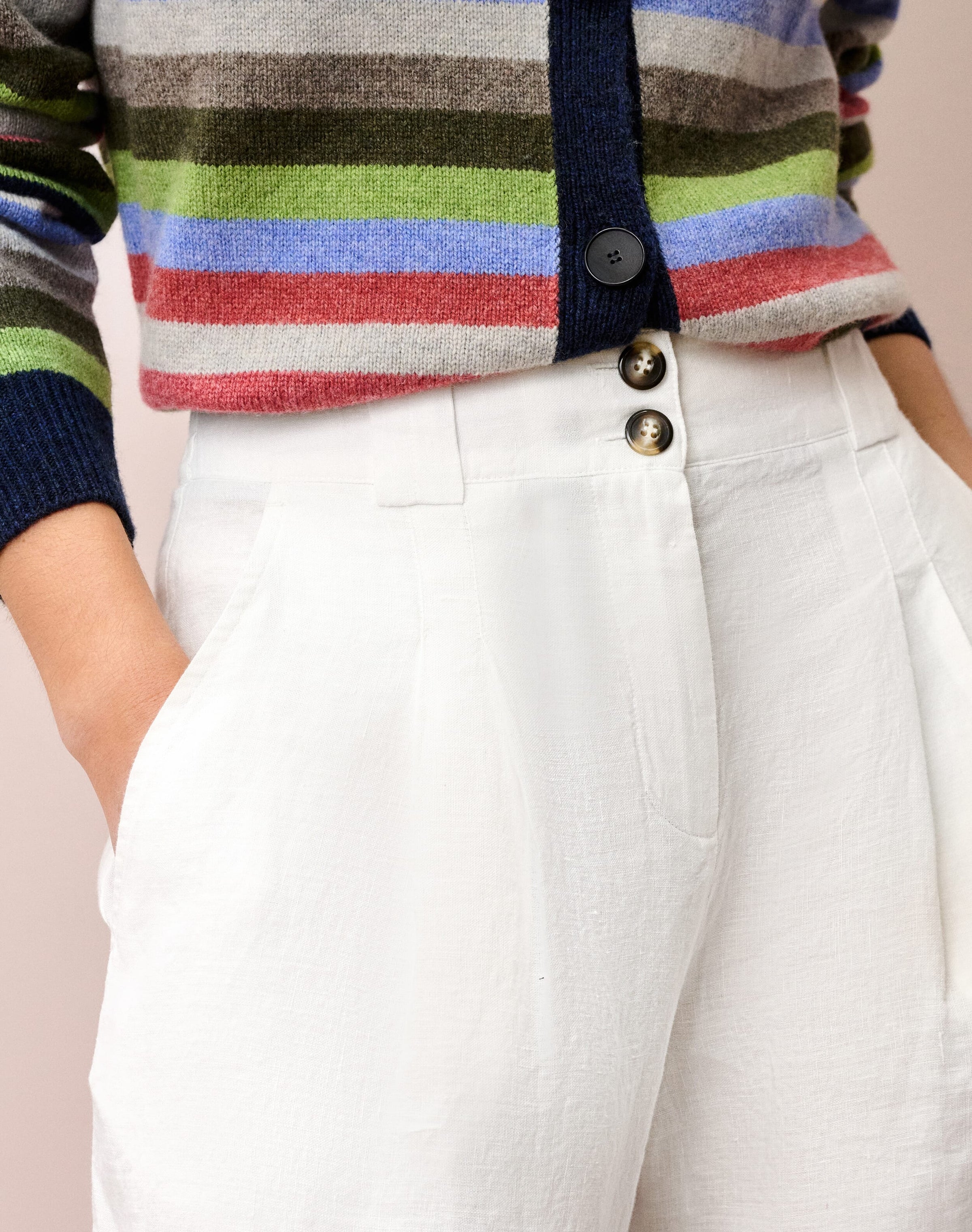 Washed Linen Wide Leg Trousers