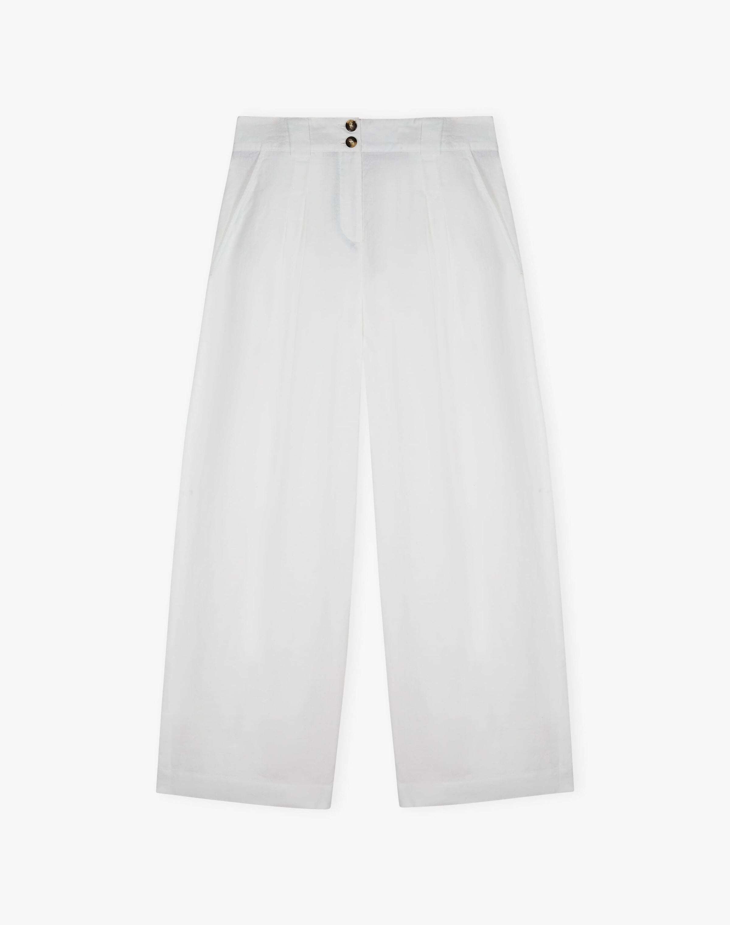 Washed Linen Wide Leg Trousers