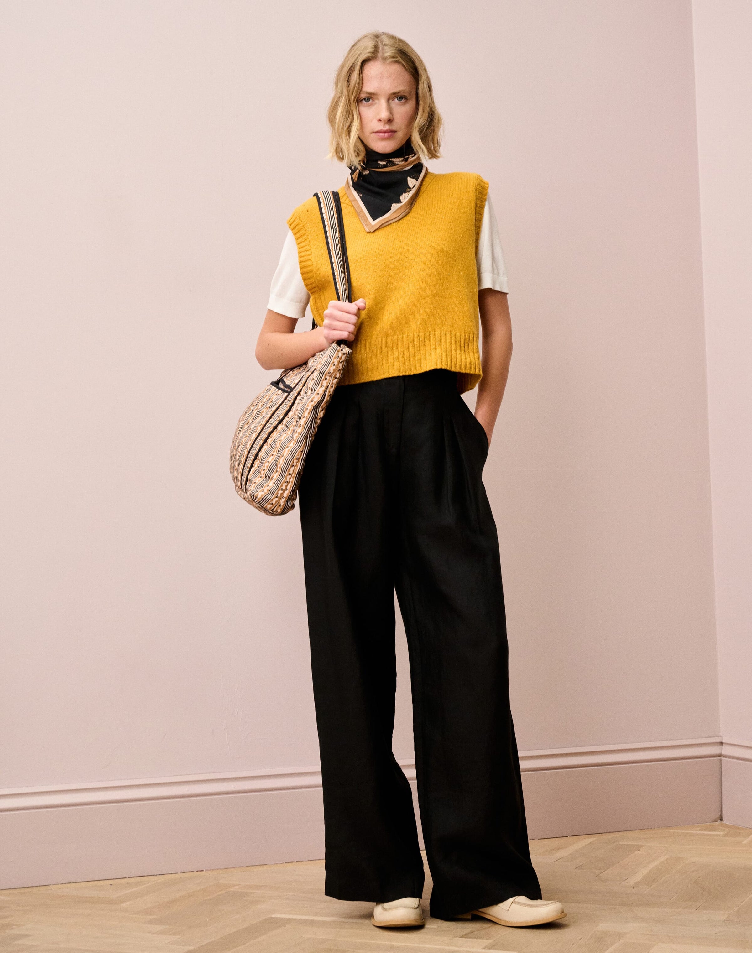 Washed Linen Wide Leg Trousers