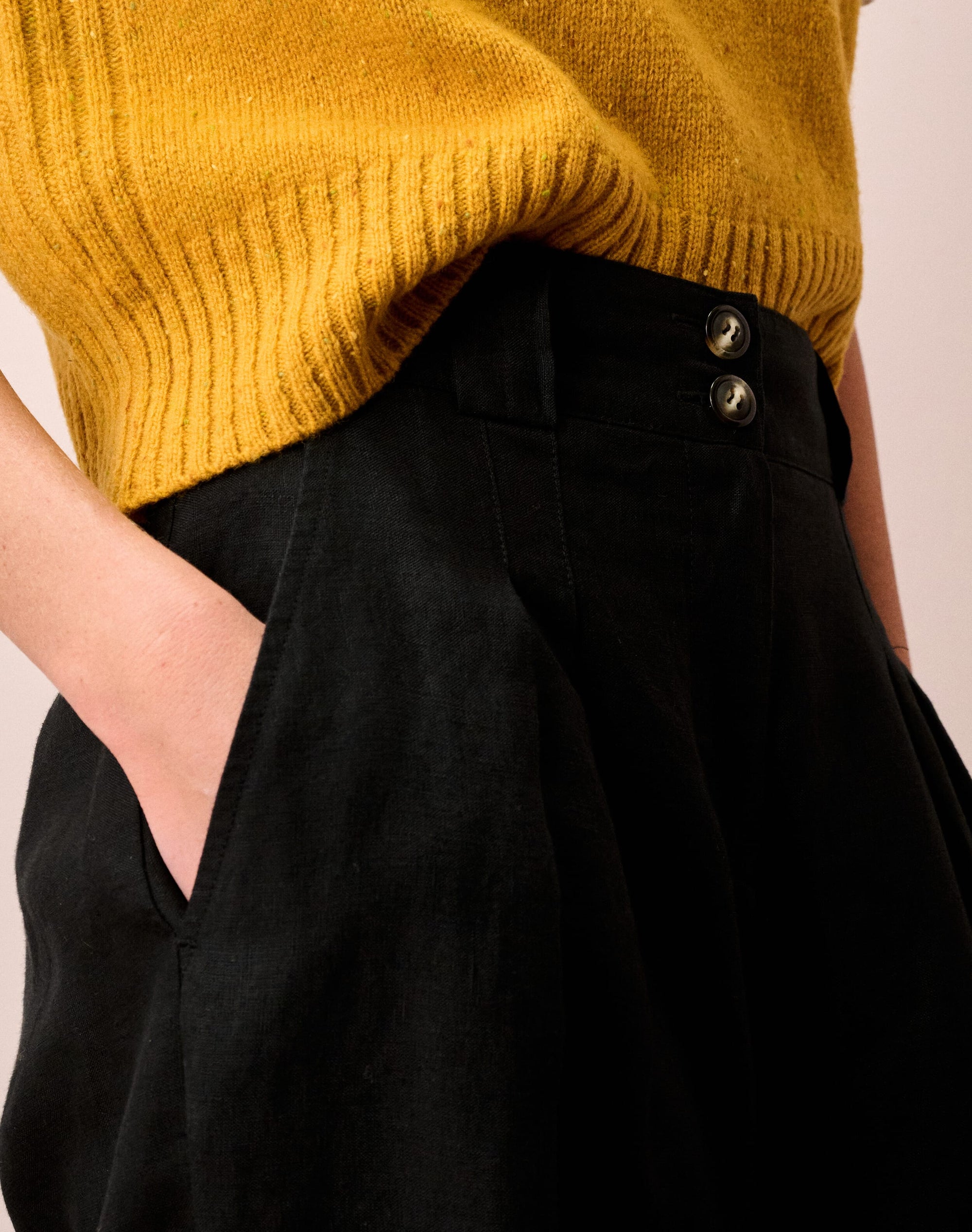 Washed Linen Wide Leg Trousers
