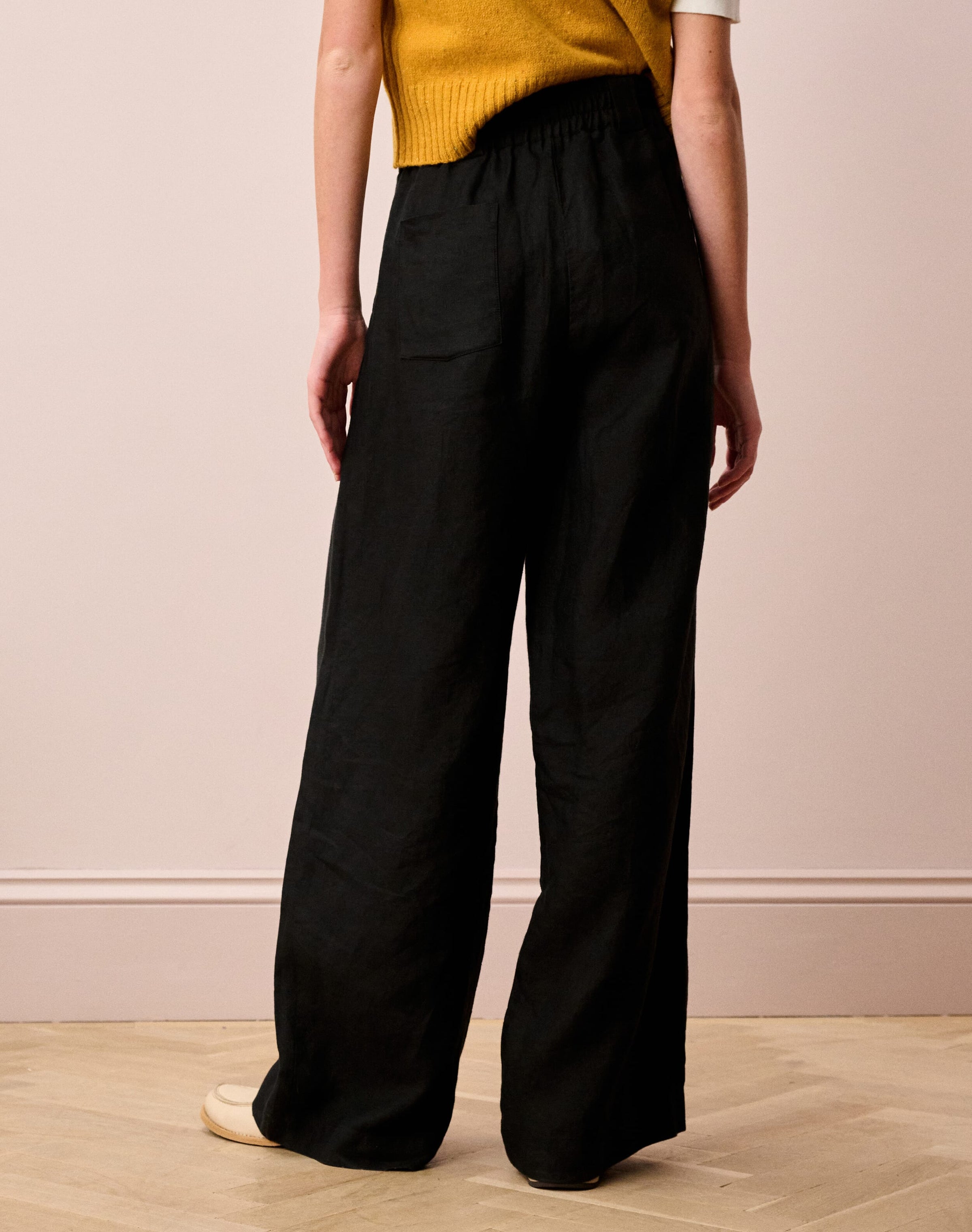 Washed Linen Wide Leg Trousers