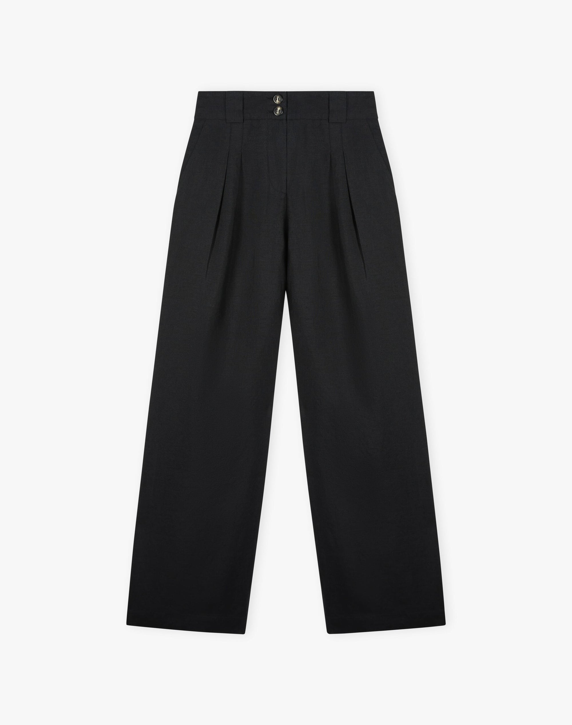 Washed Linen Wide Leg Trousers