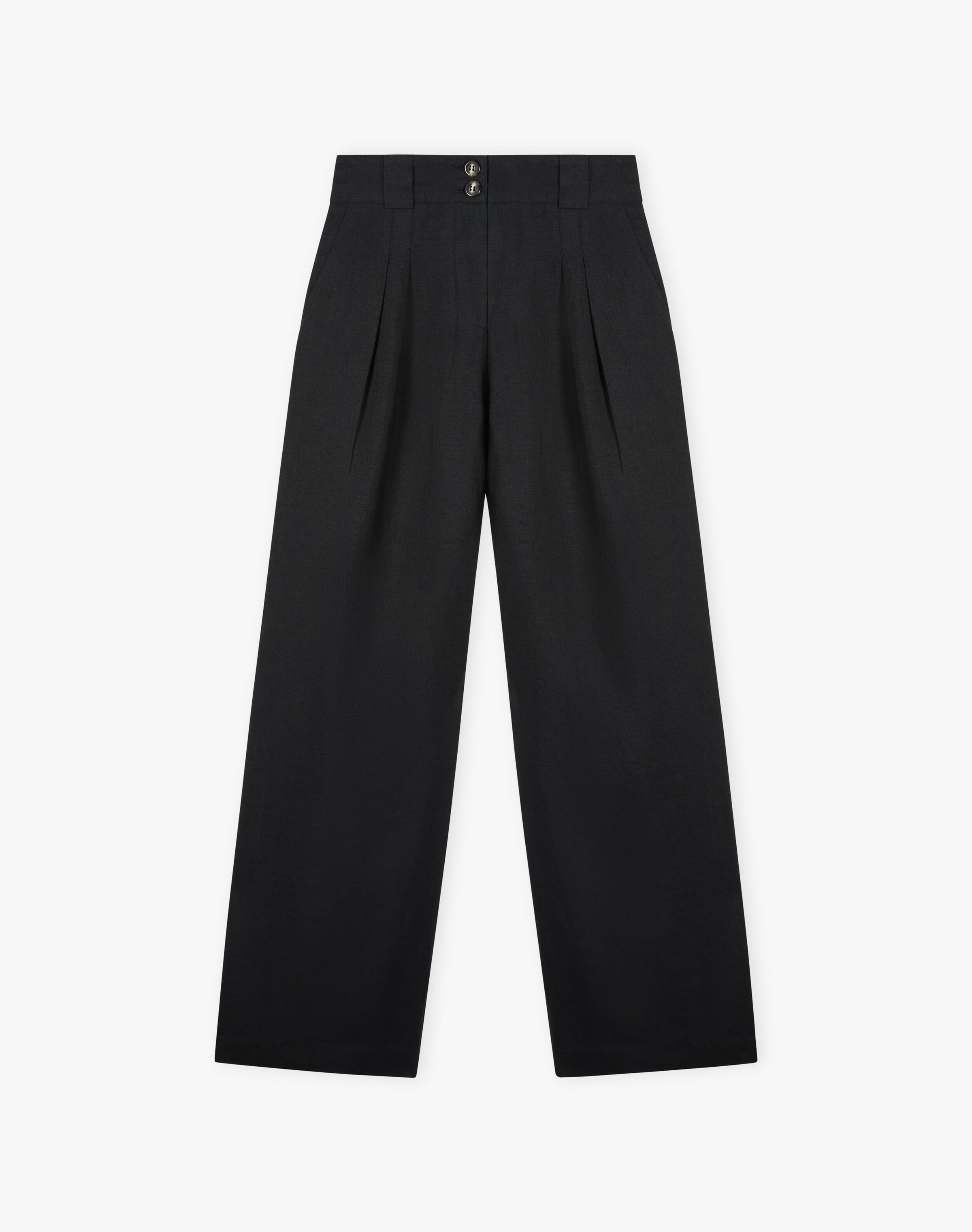 Washed Linen Wide Leg Trousers