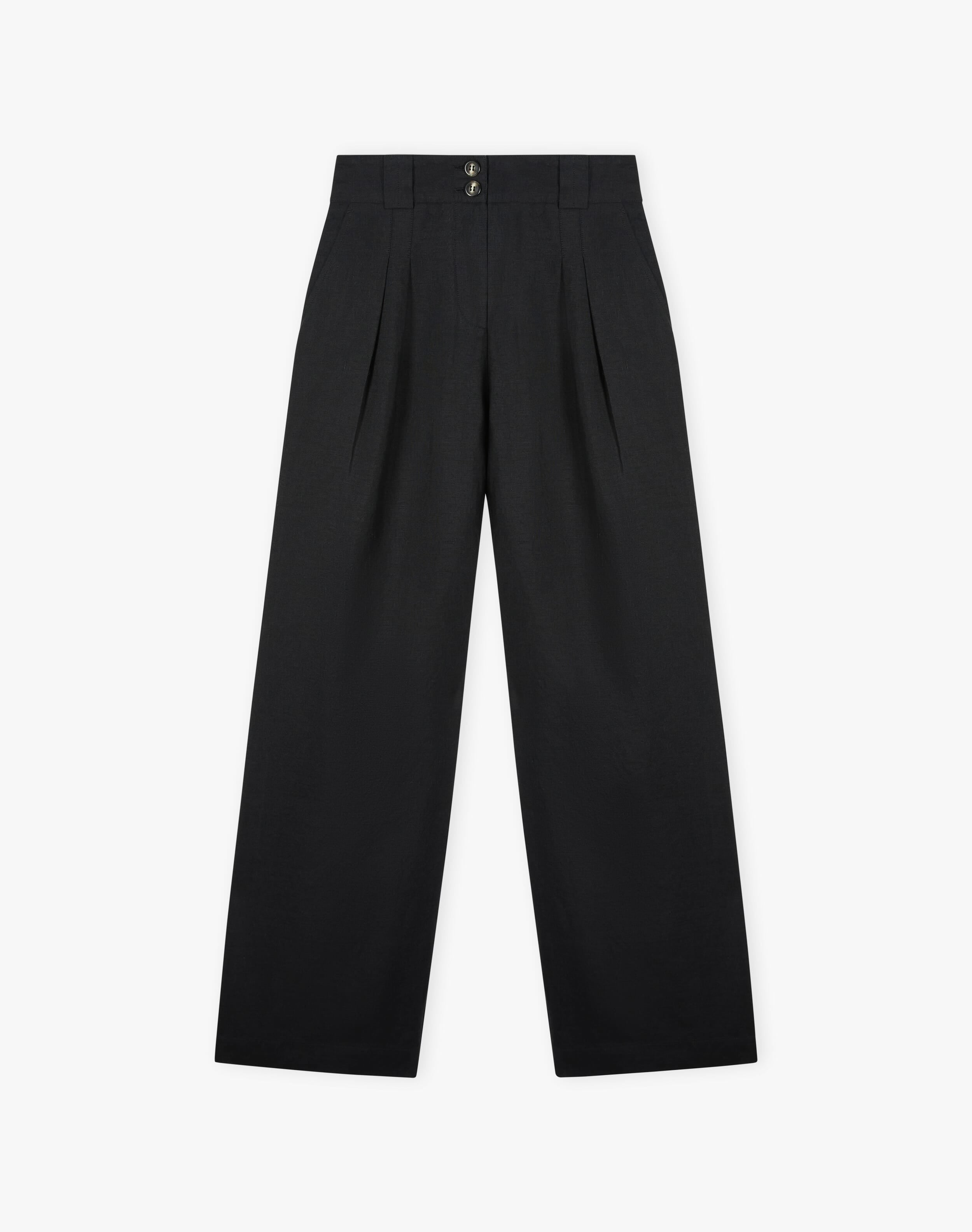 Washed Linen Wide Leg Trousers