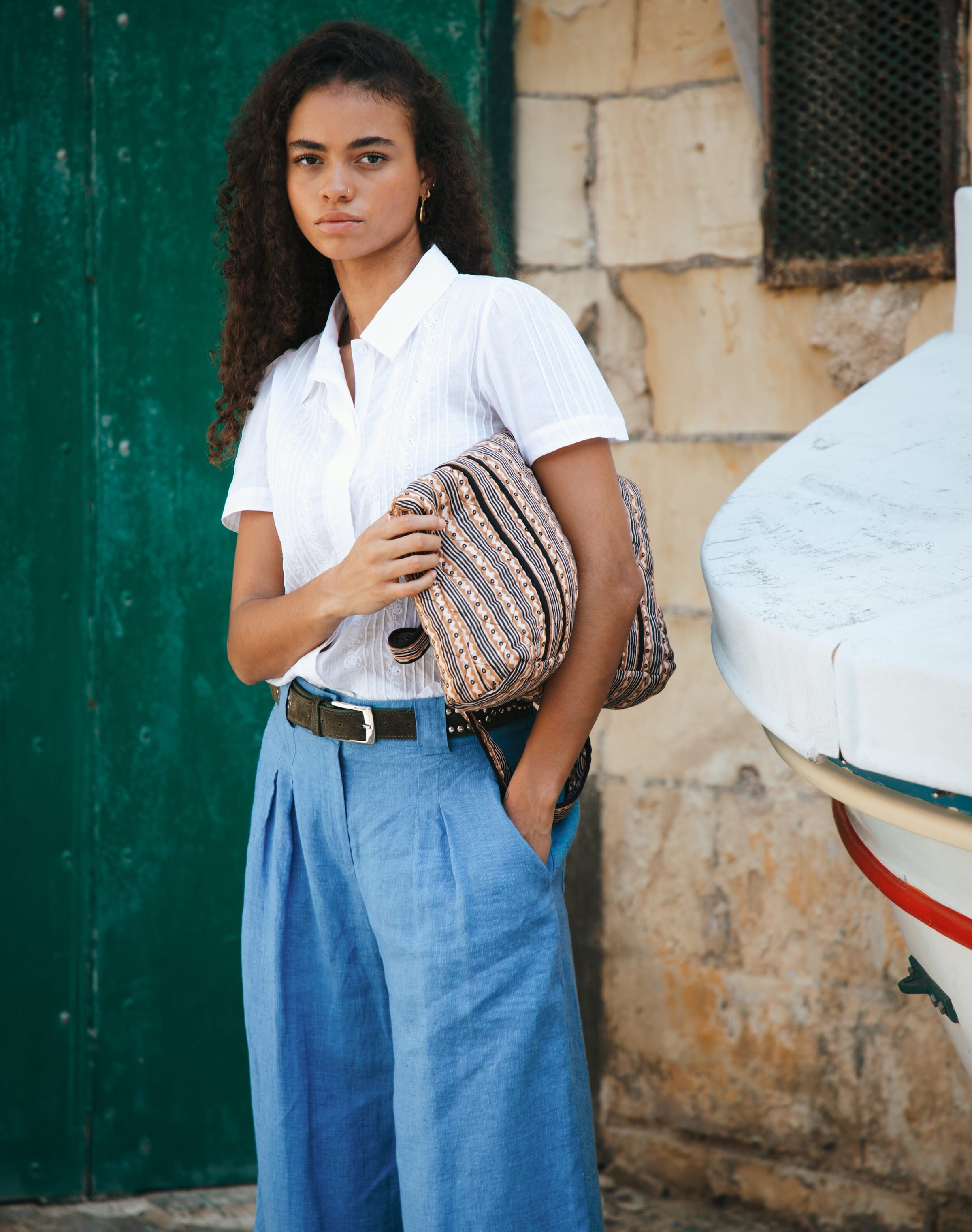 Textured Weave Linen Trousers