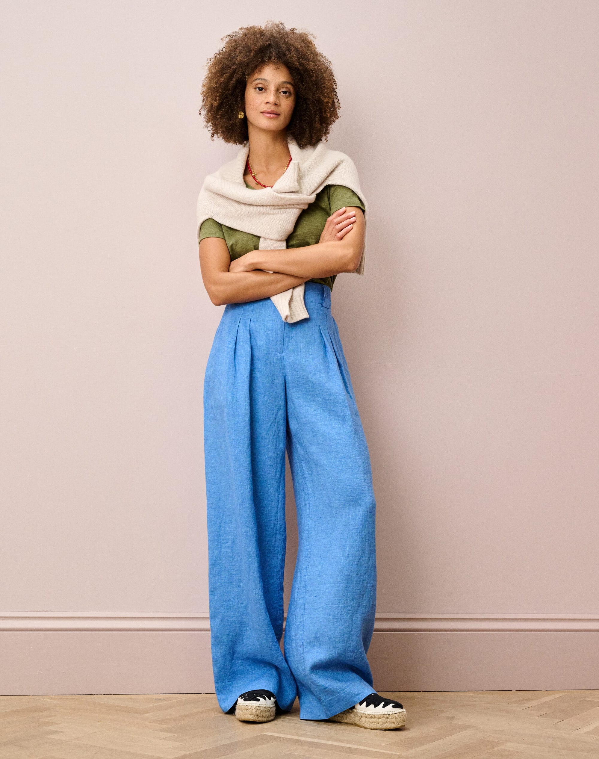 Textured Weave Linen Trousers