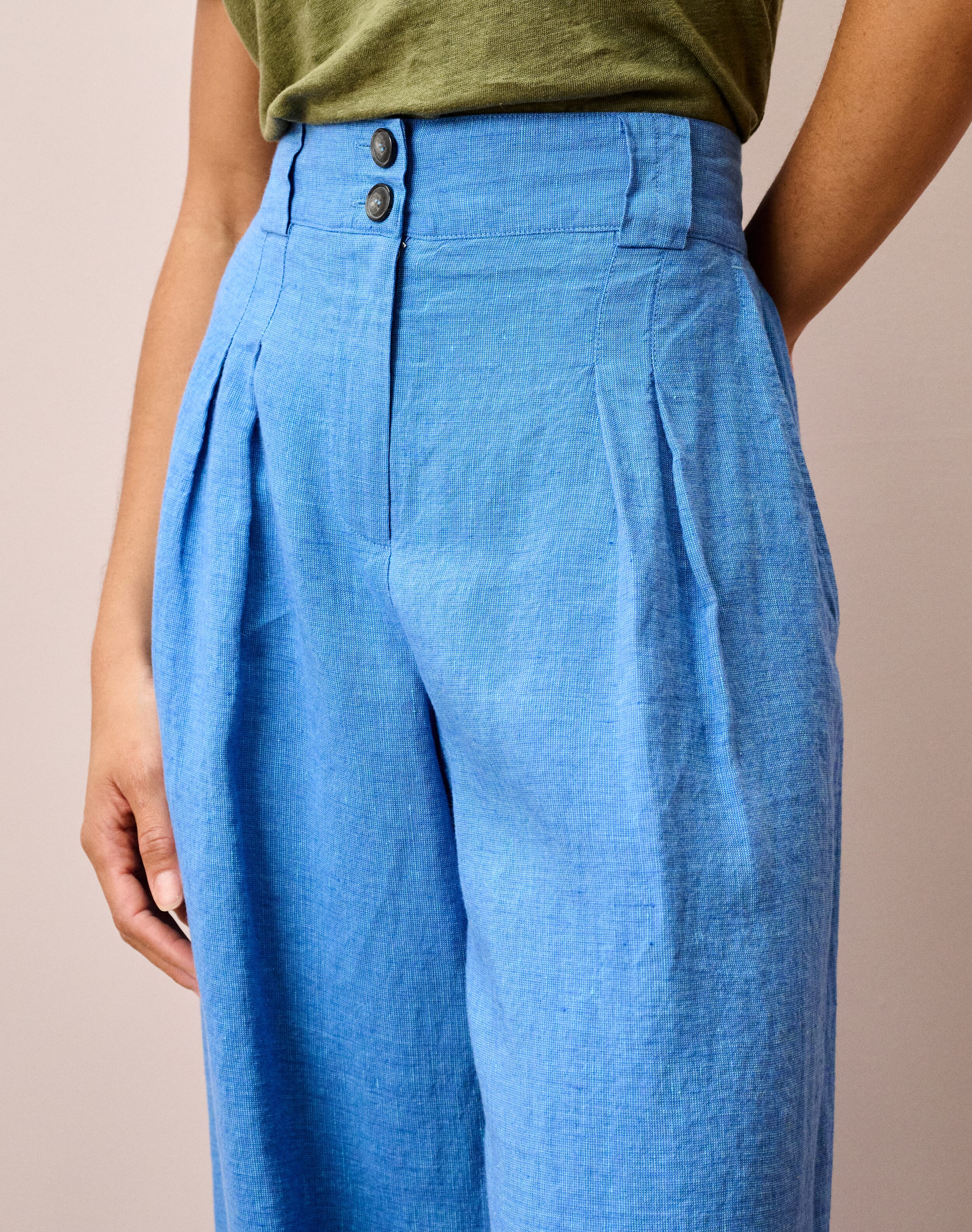 Textured Weave Linen Trousers
