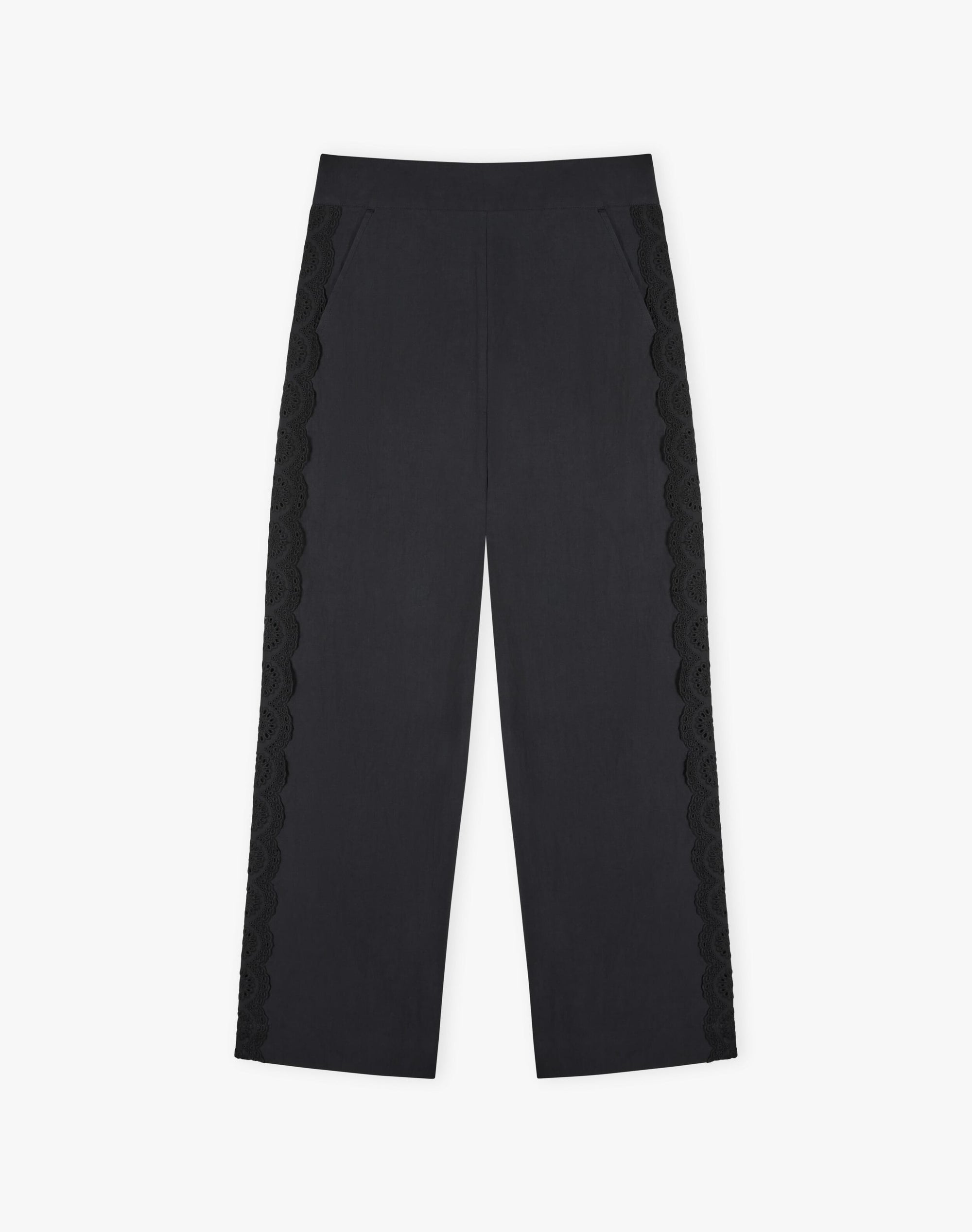 Cotton Lace Trim Trousers