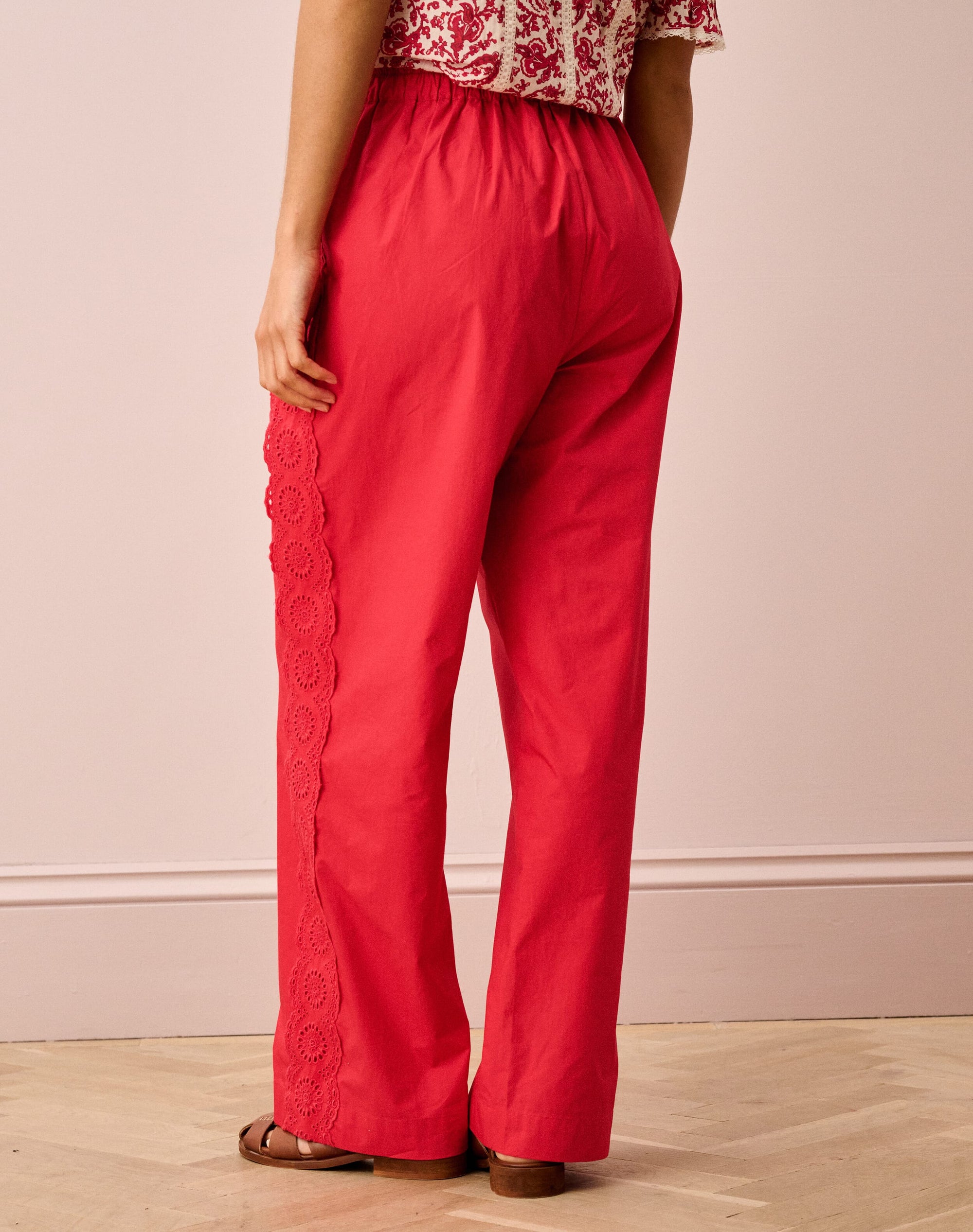 Cotton Lace Trim Trousers