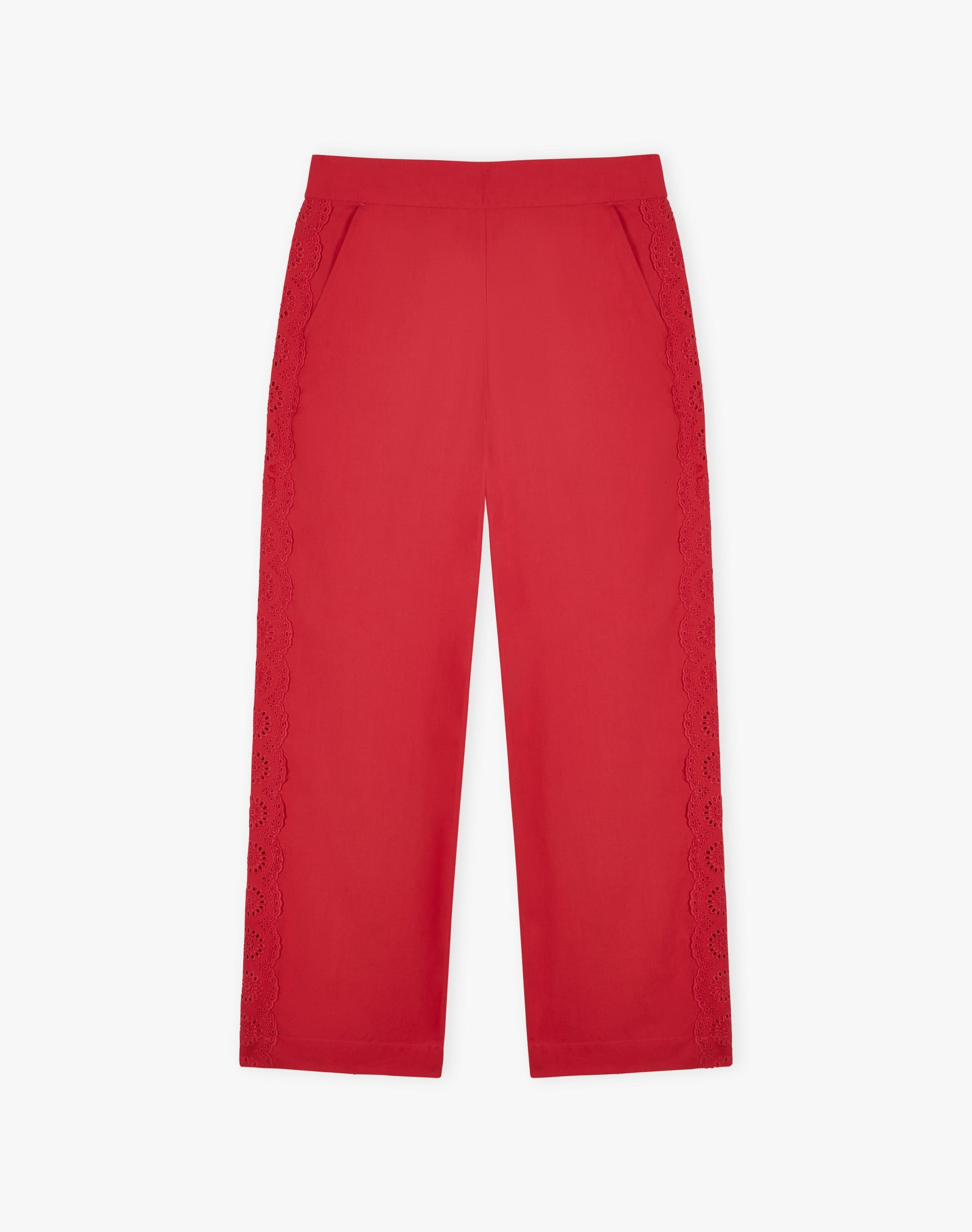 Cotton Lace Trim Trousers
