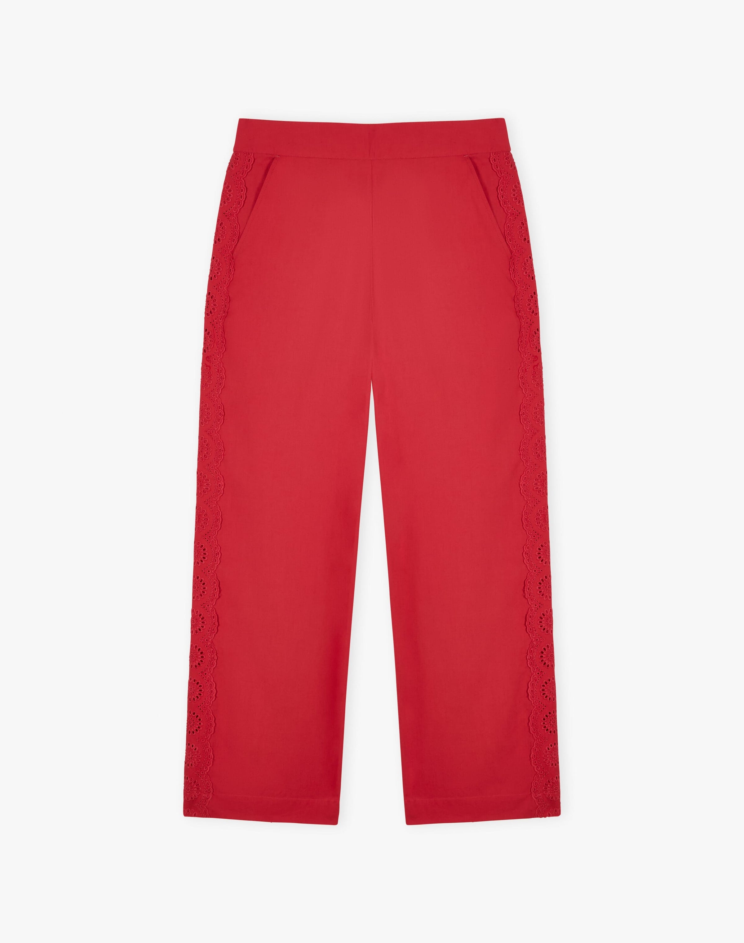 Cotton Lace Trim Trousers