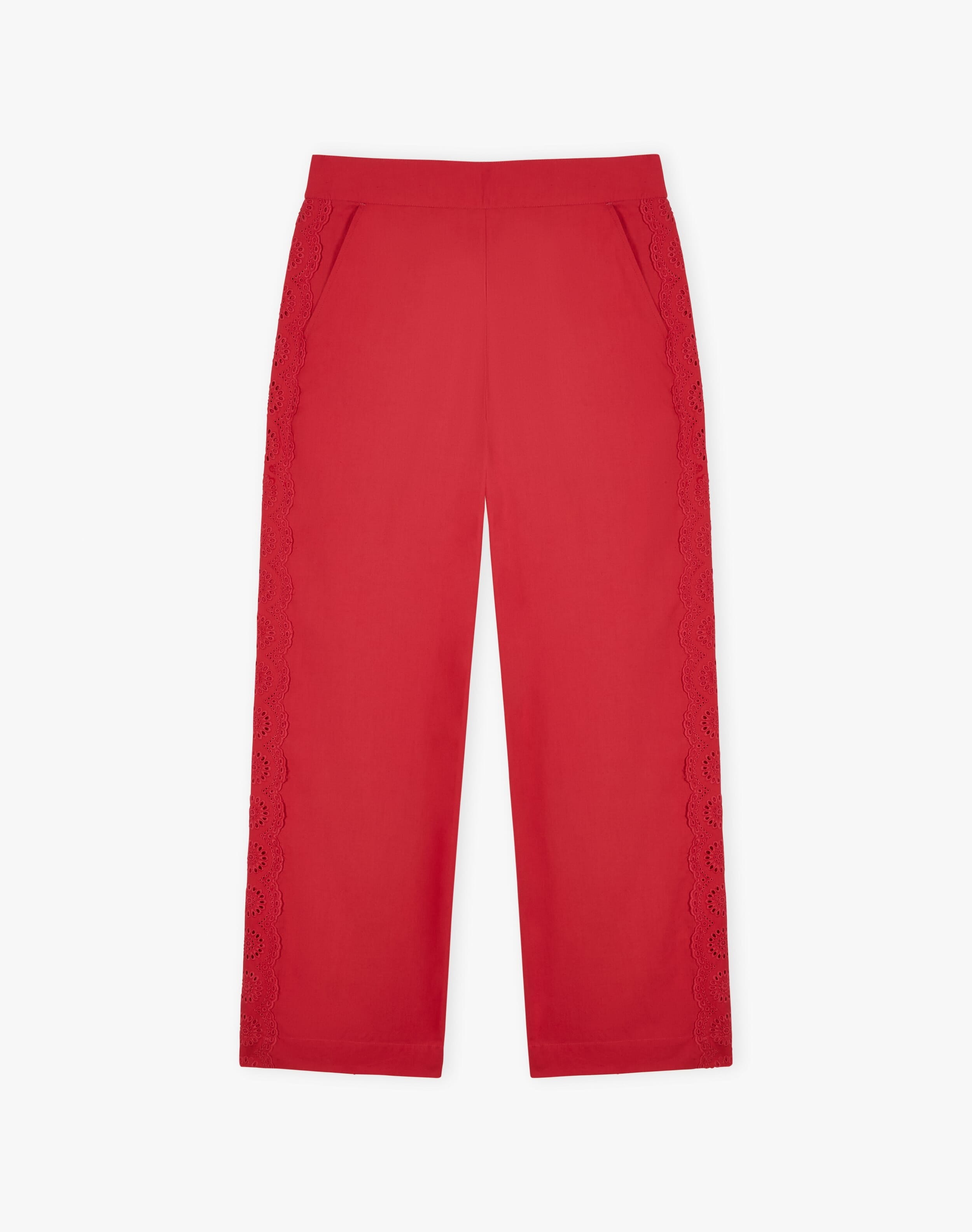 Cotton Lace Trim Trousers