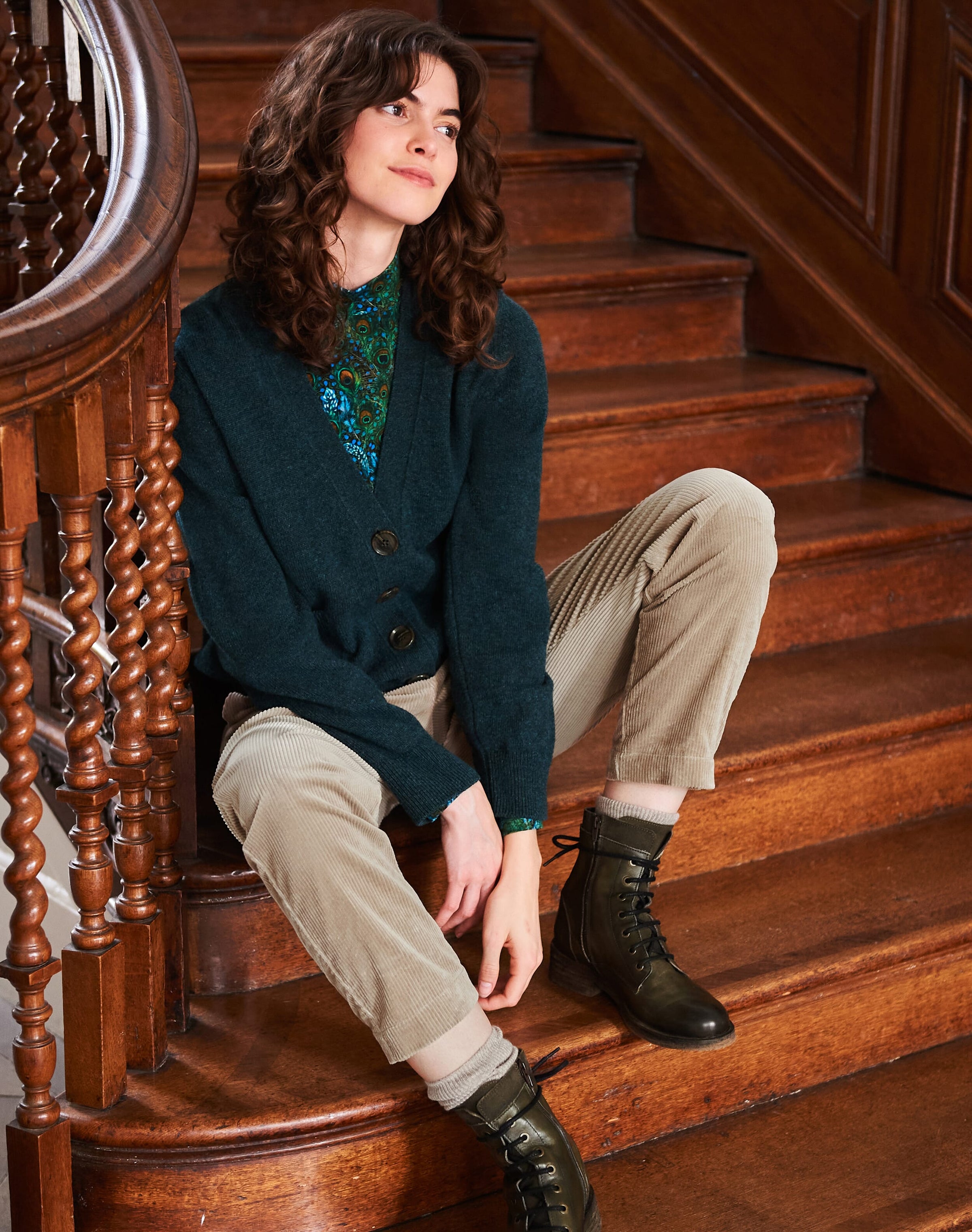 Corduroy Pull On Tapered Trousers