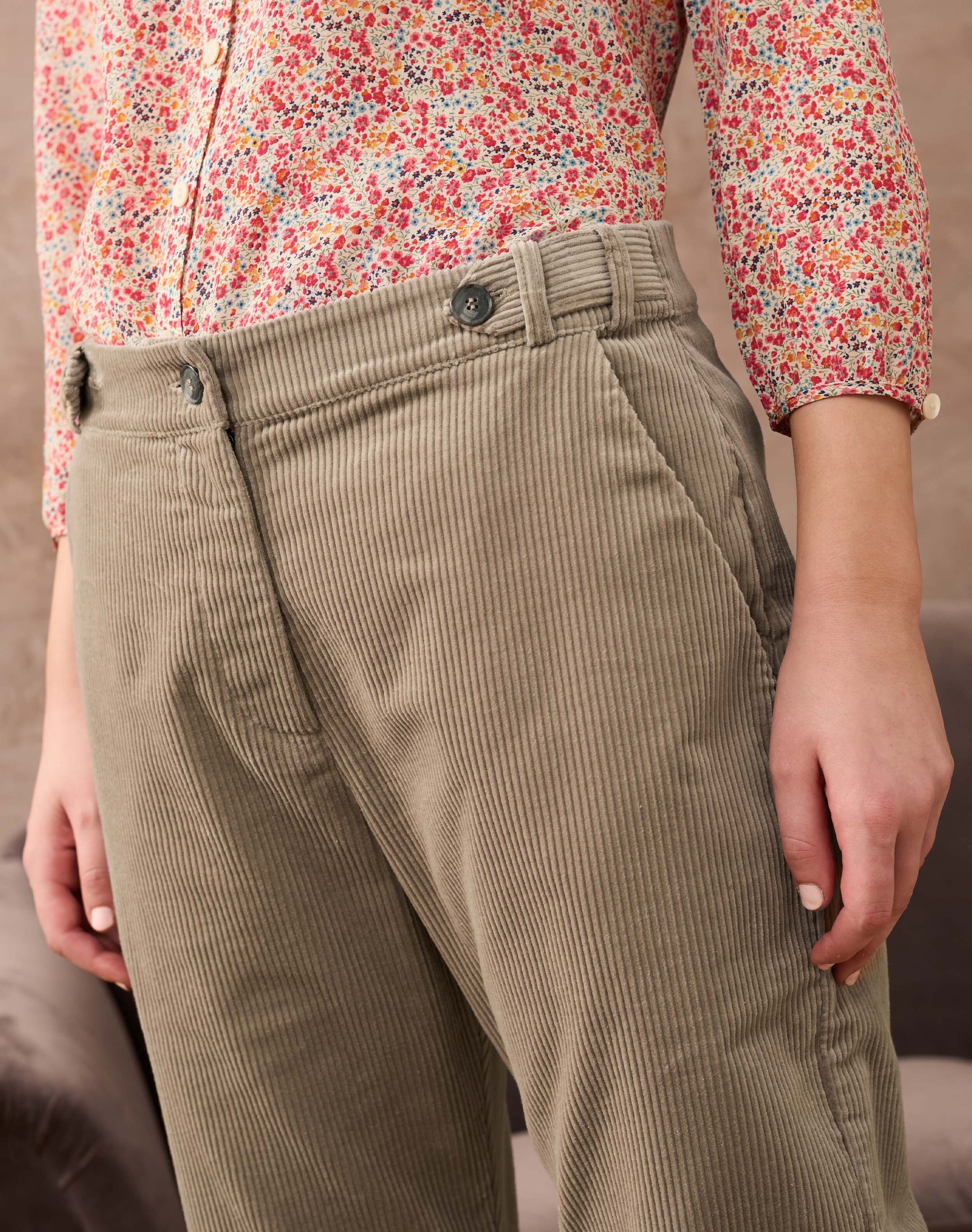 Corduroy Pull On Tapered Trousers
