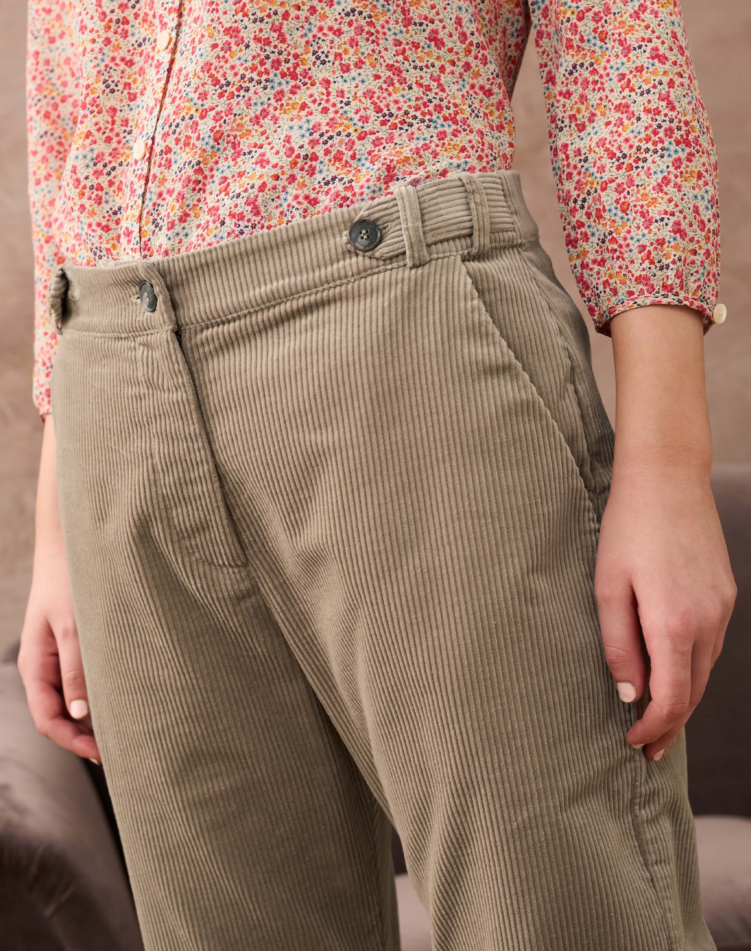 Corduroy Pull On Tapered Trousers