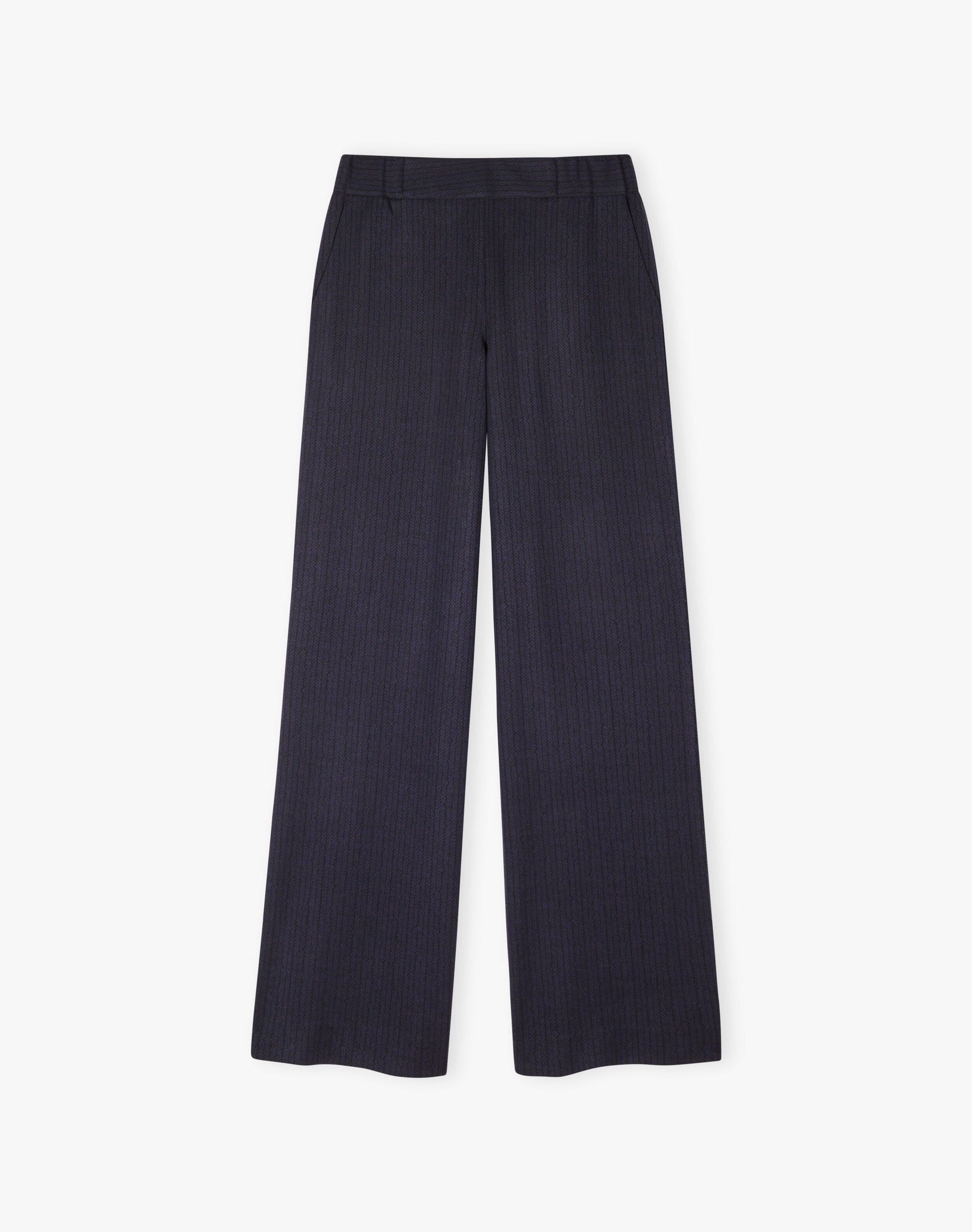 Pull On Textured Weave Trousers