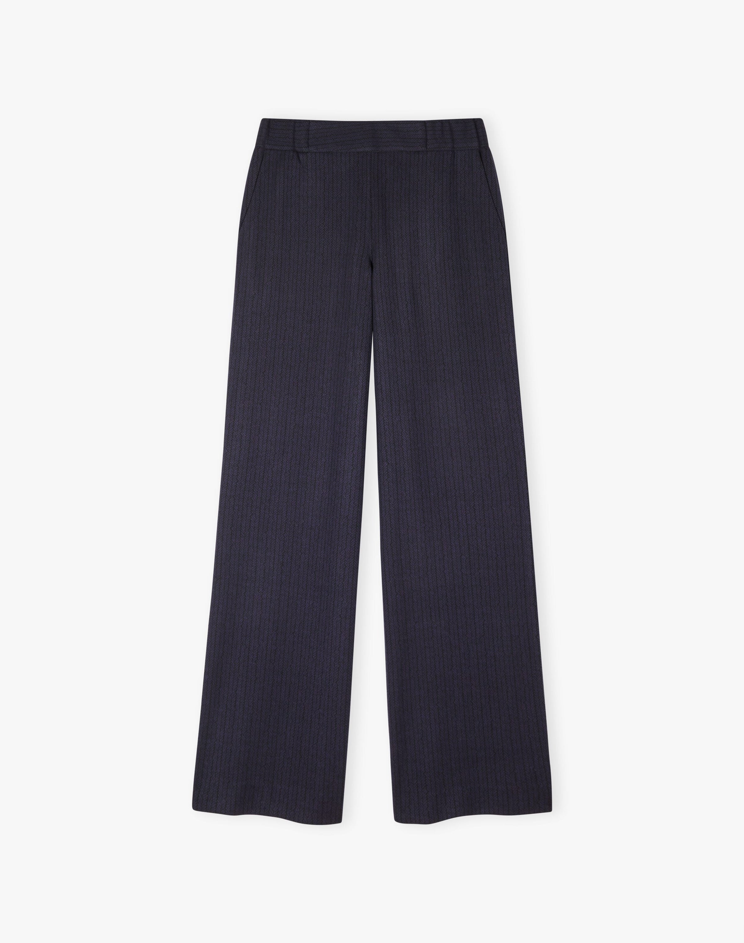 Pull On Textured Weave Trousers