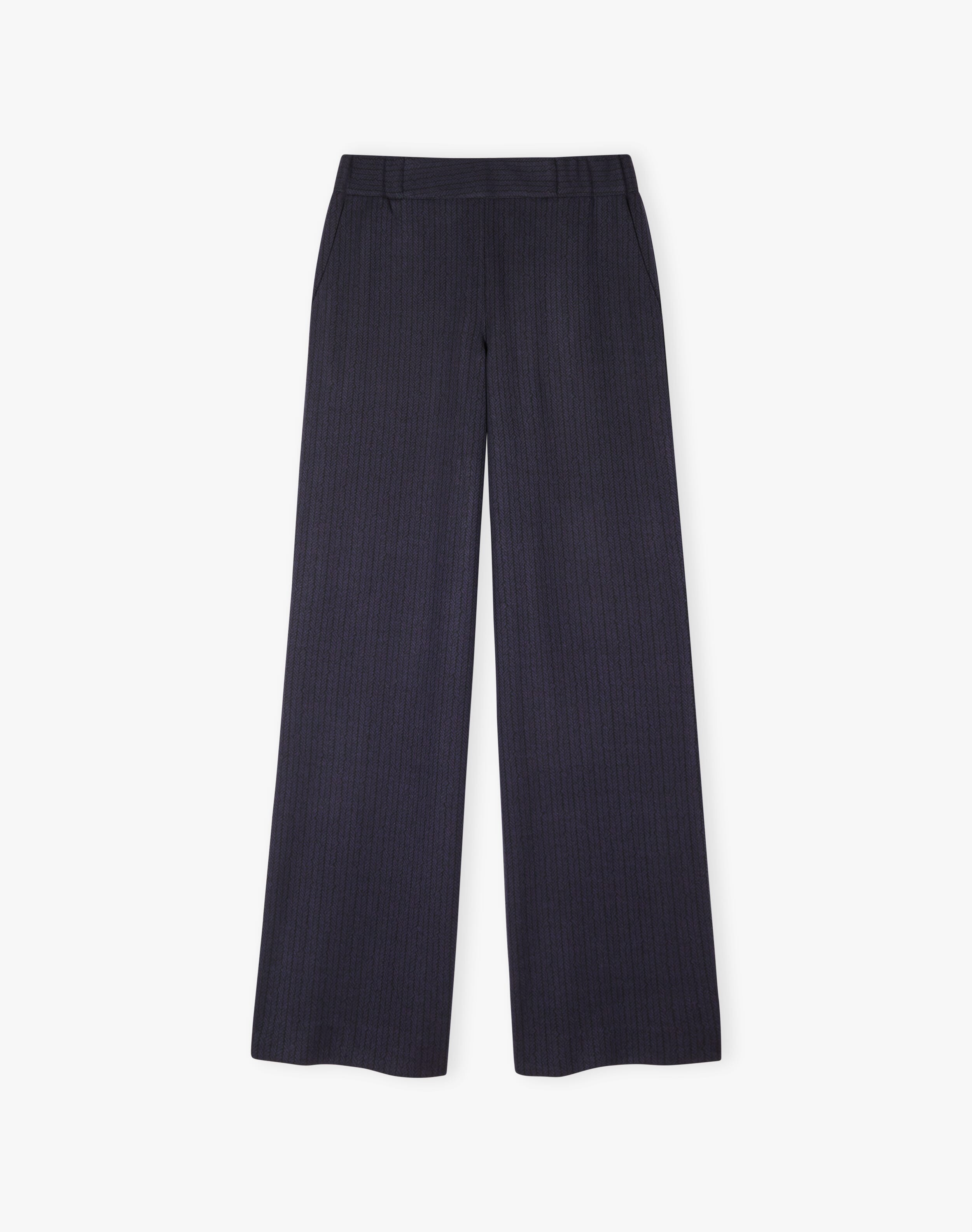 Pull On Textured Weave Trousers