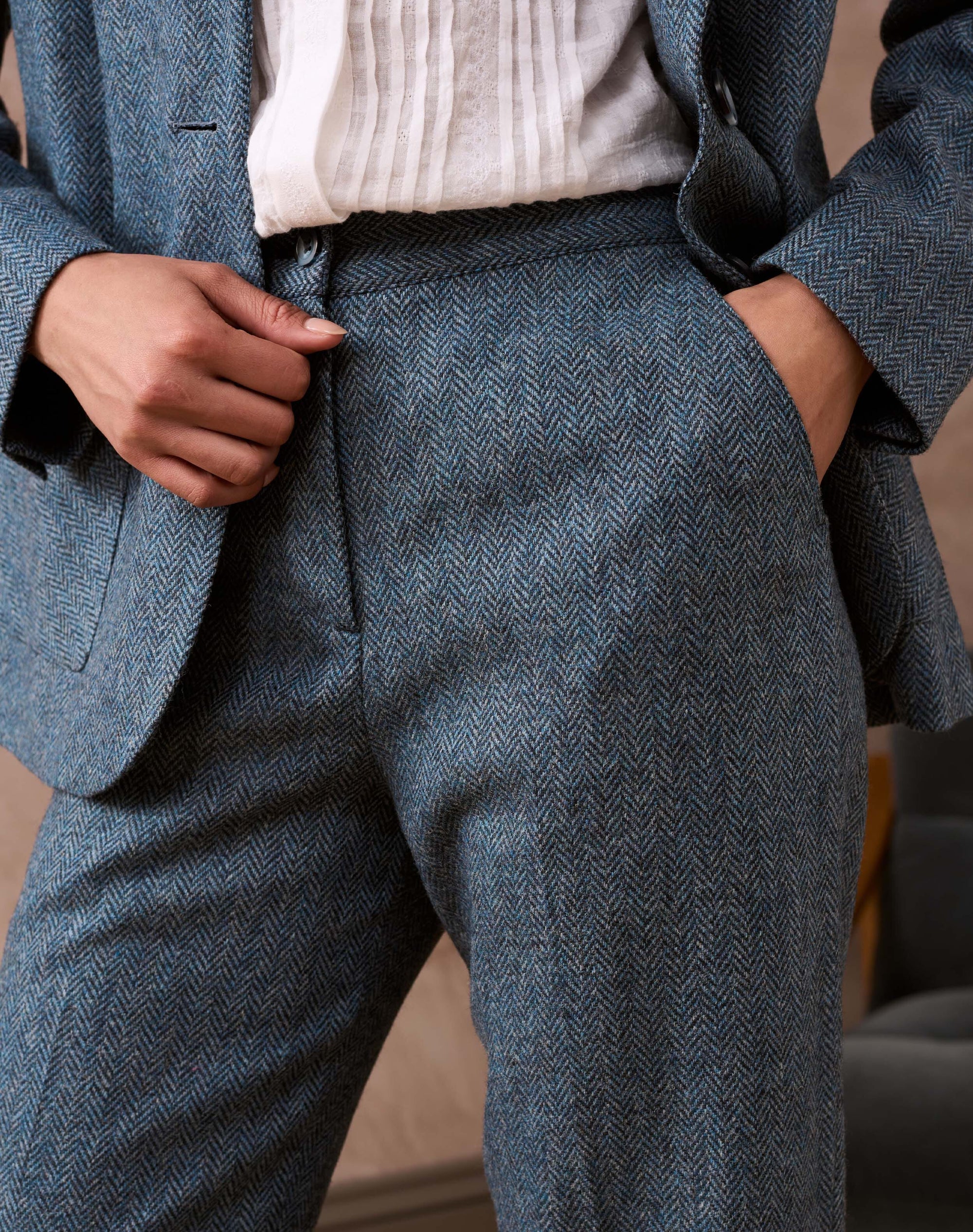 Herringbone Wool Trousers