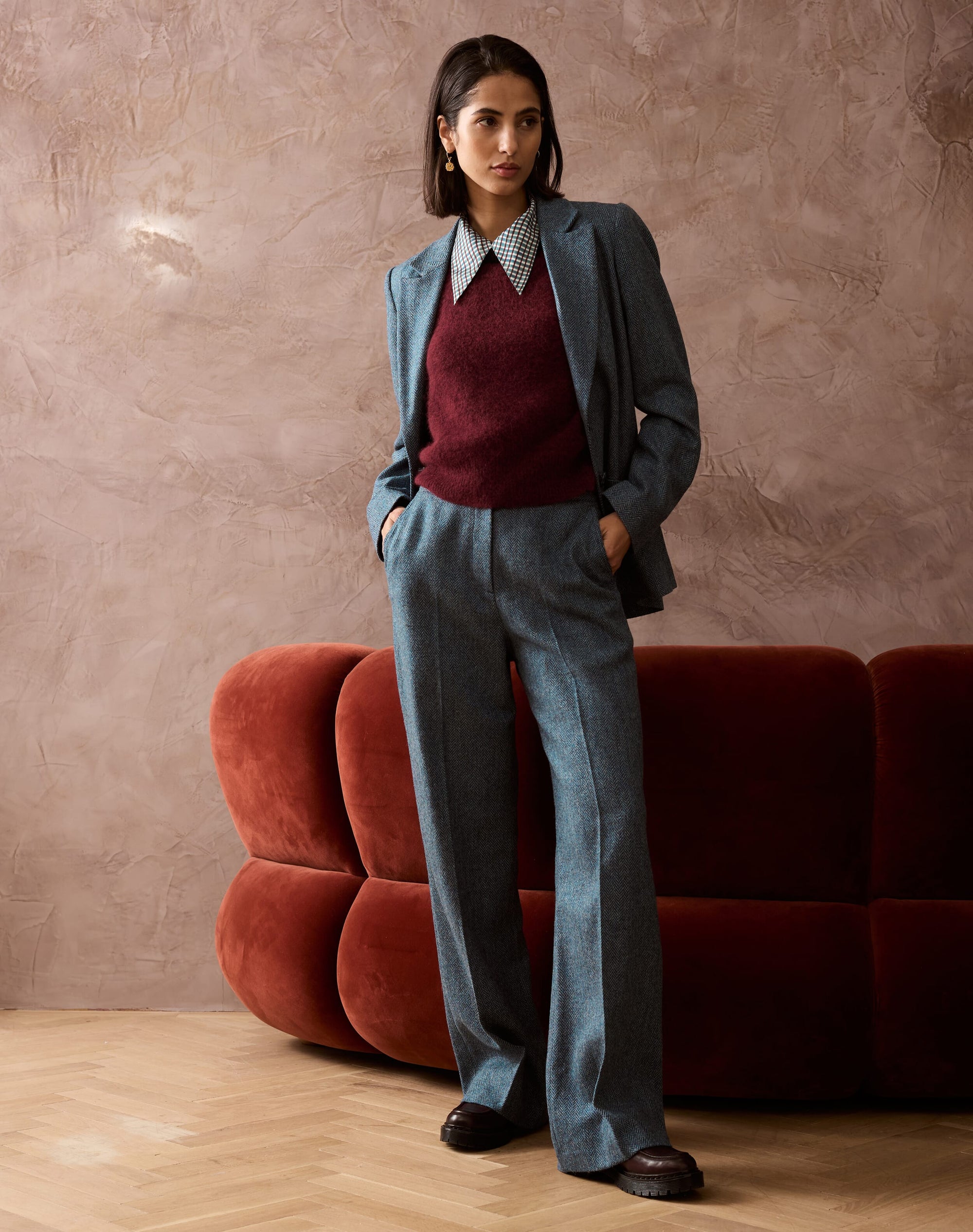 Herringbone Wool Trousers