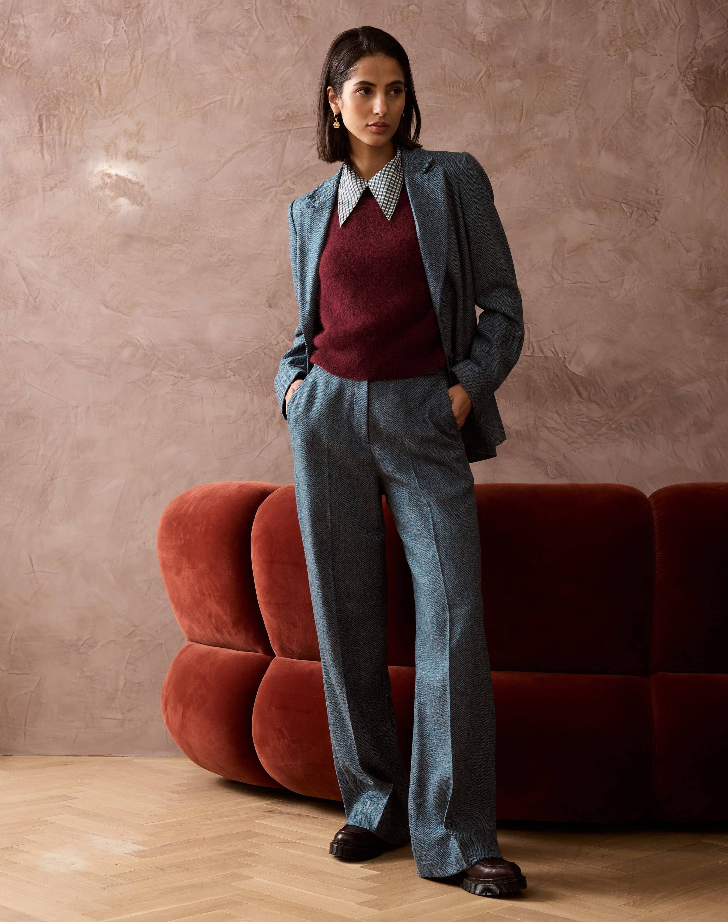 Herringbone Wool Trousers