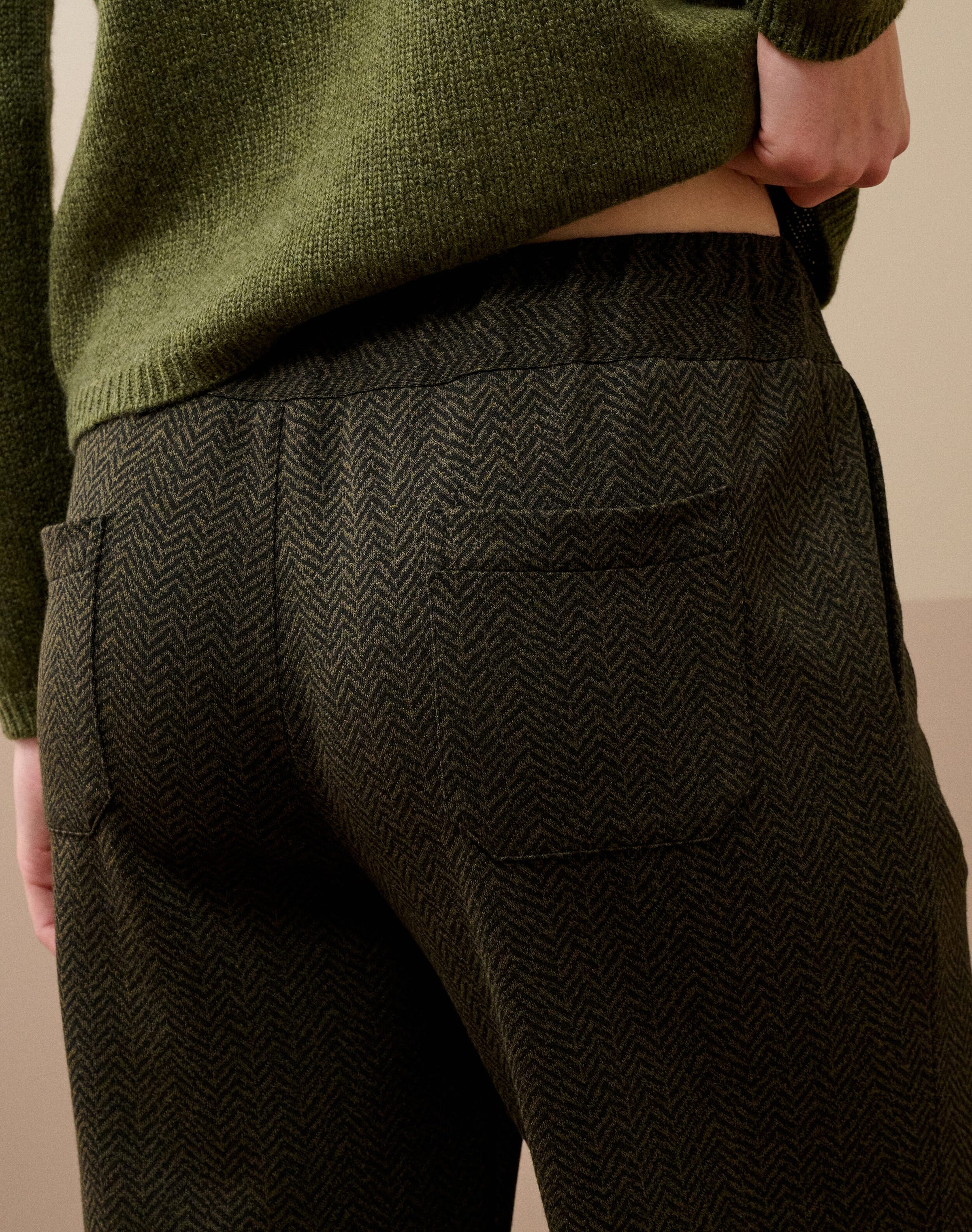 Pull On Textured Weave Trousers