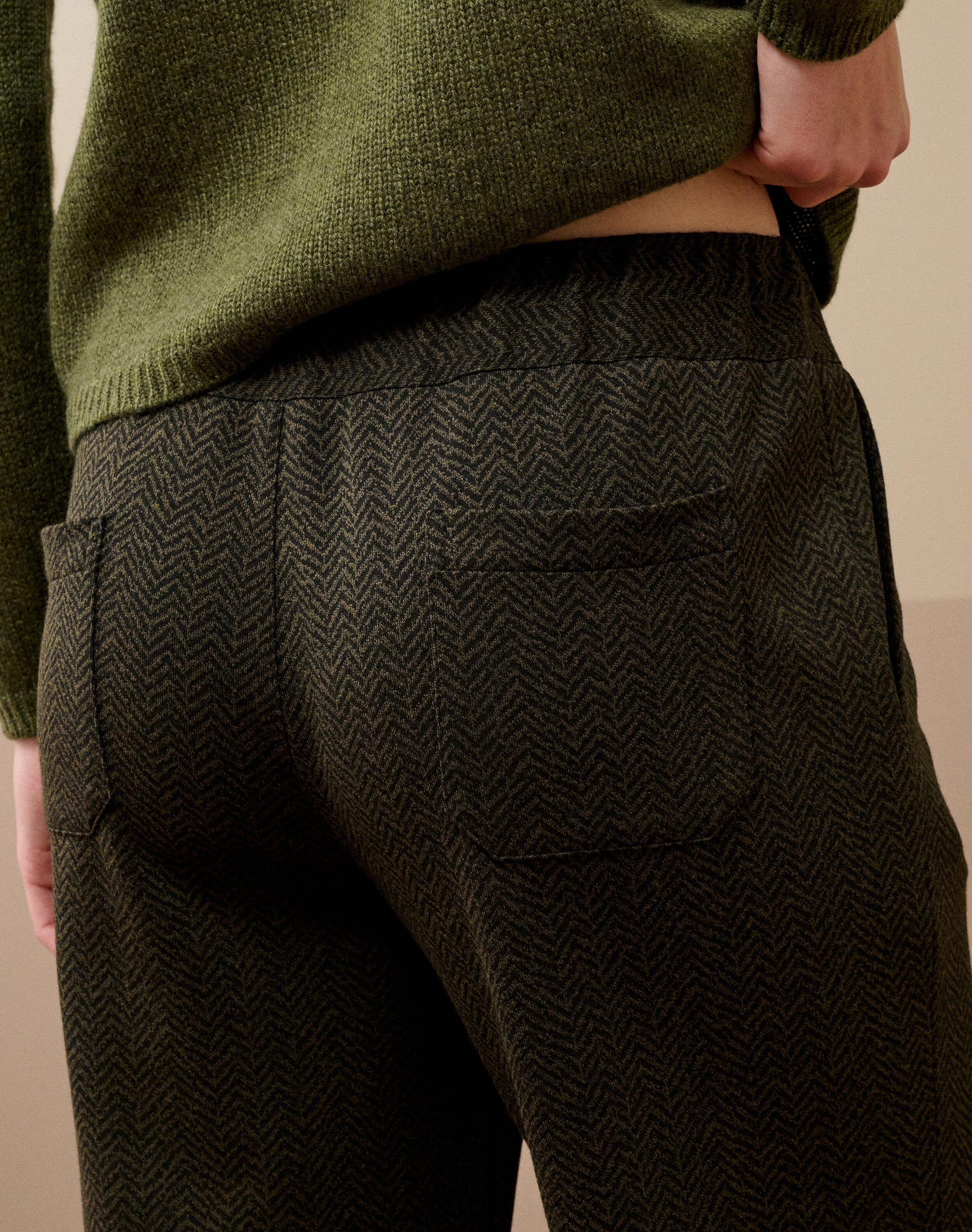 Pull On Textured Weave Trousers