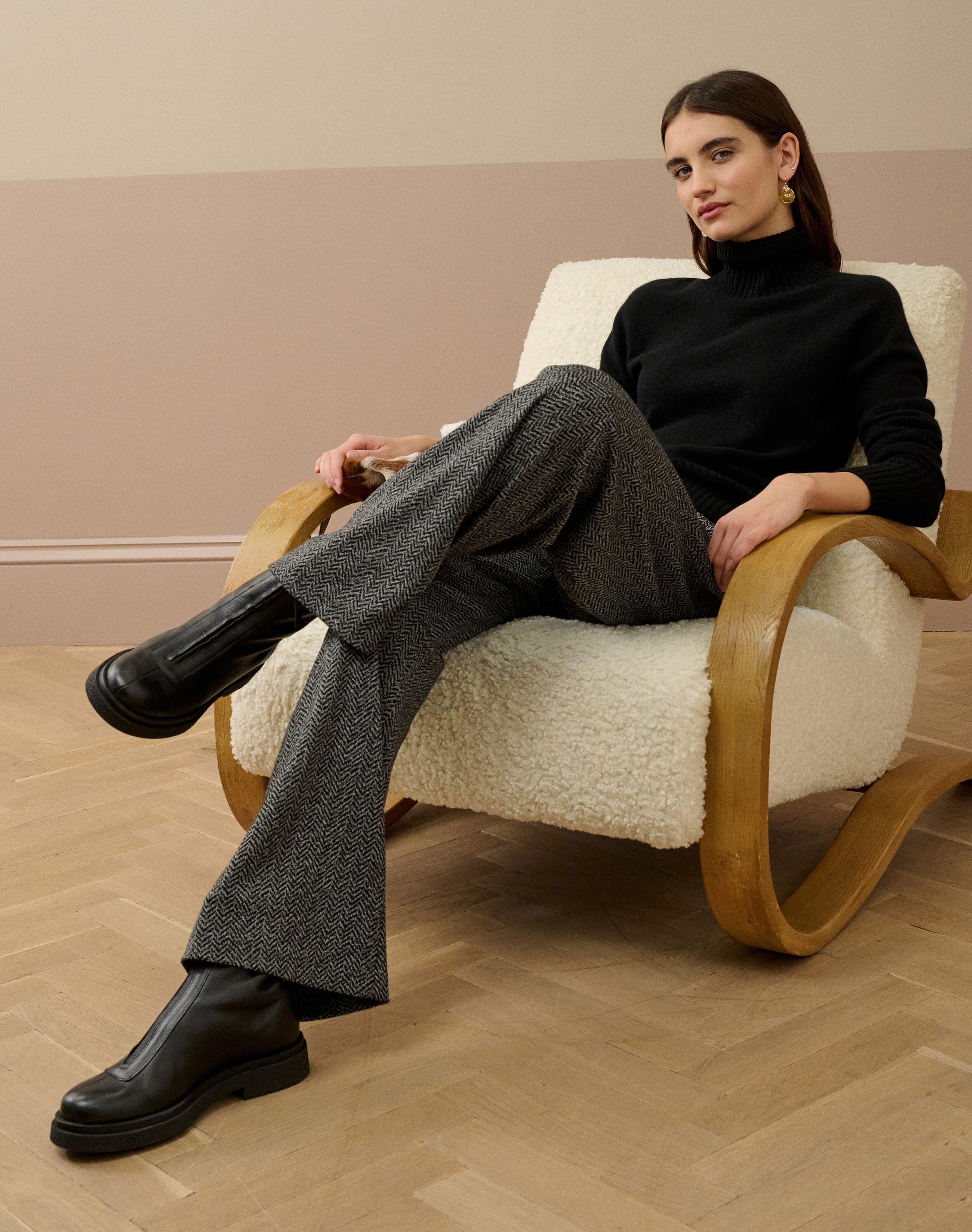 Pull On Textured Weave Trousers
