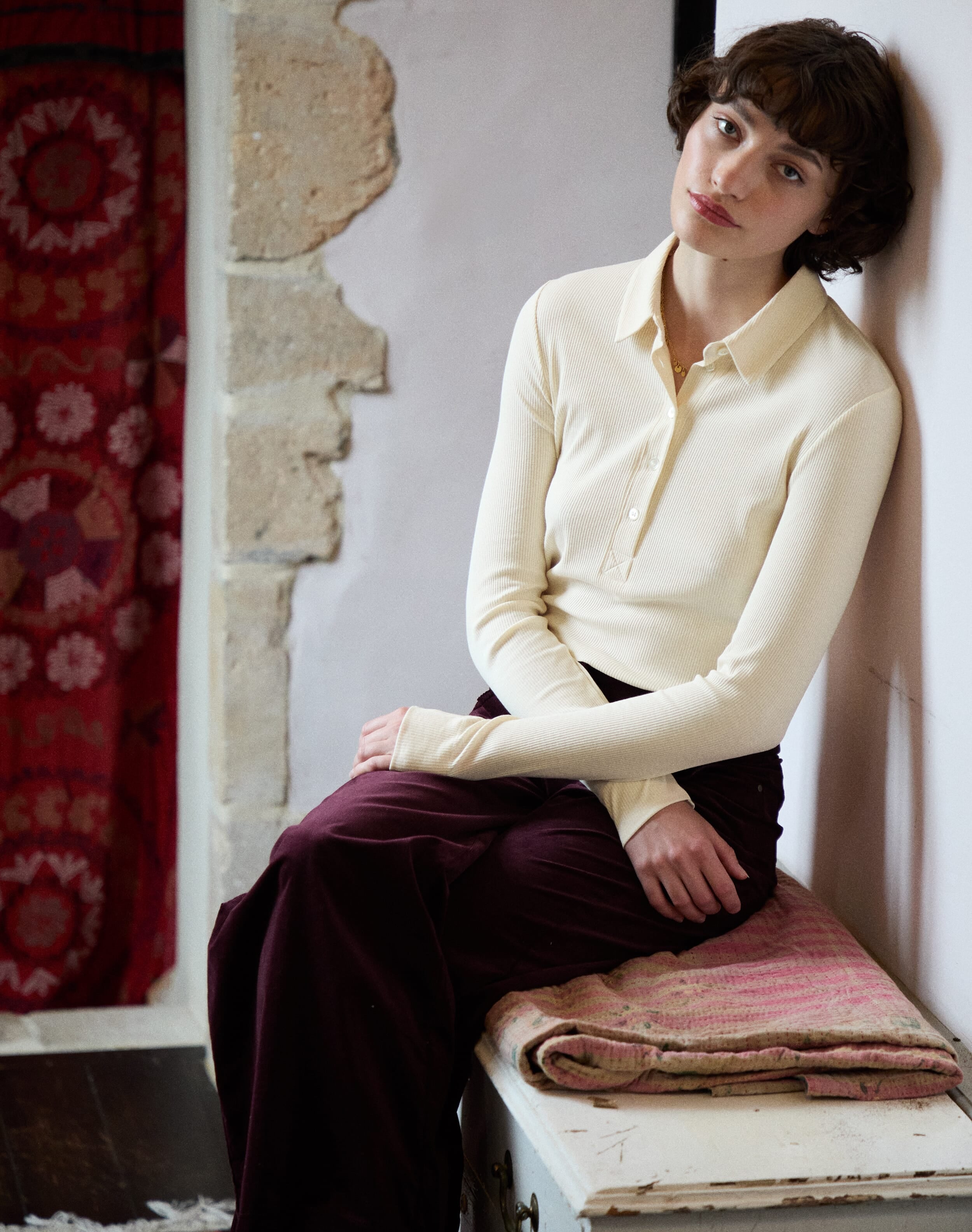Organic Needlecord High Waist Trousers