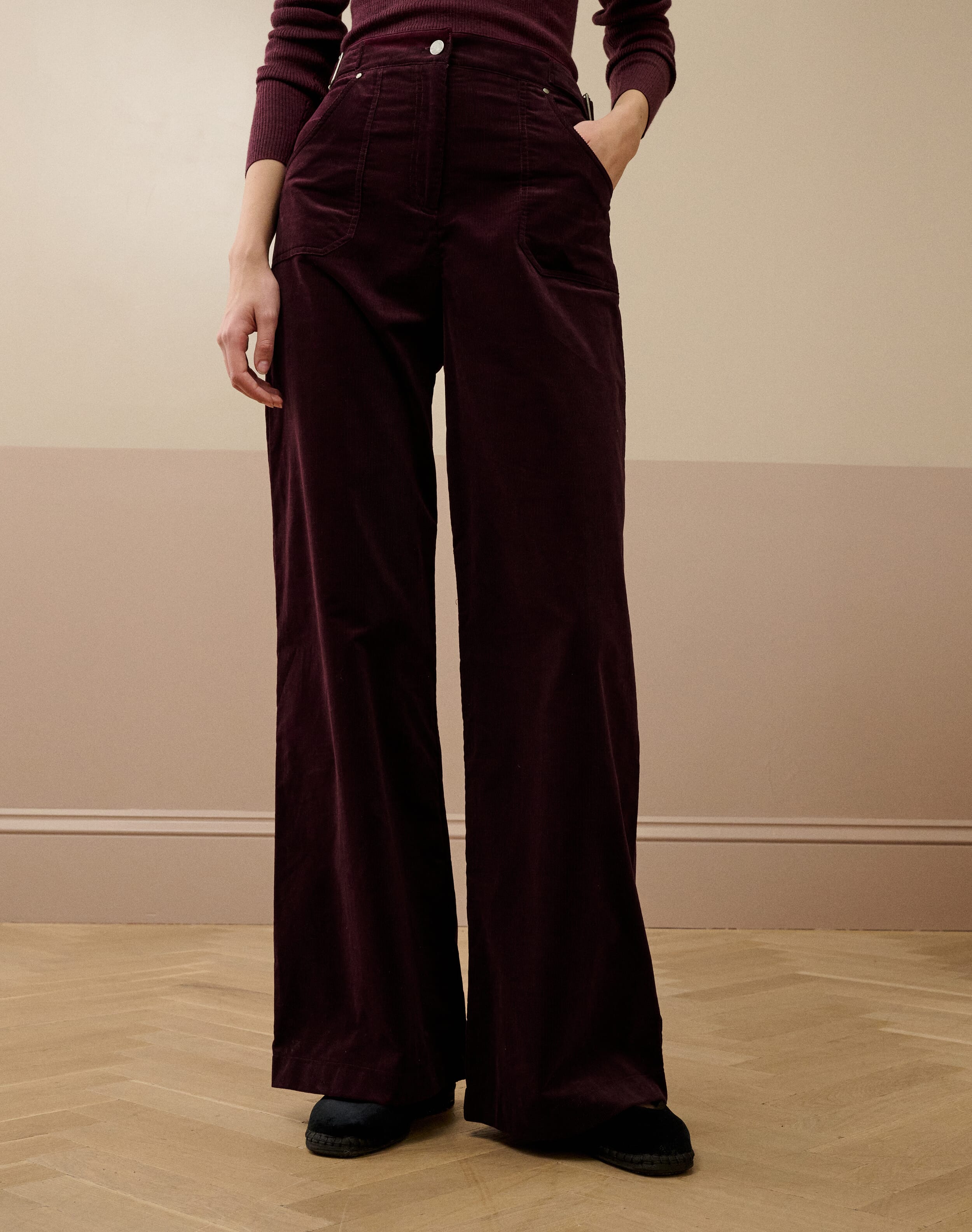Organic Needlecord High Waist Trousers
