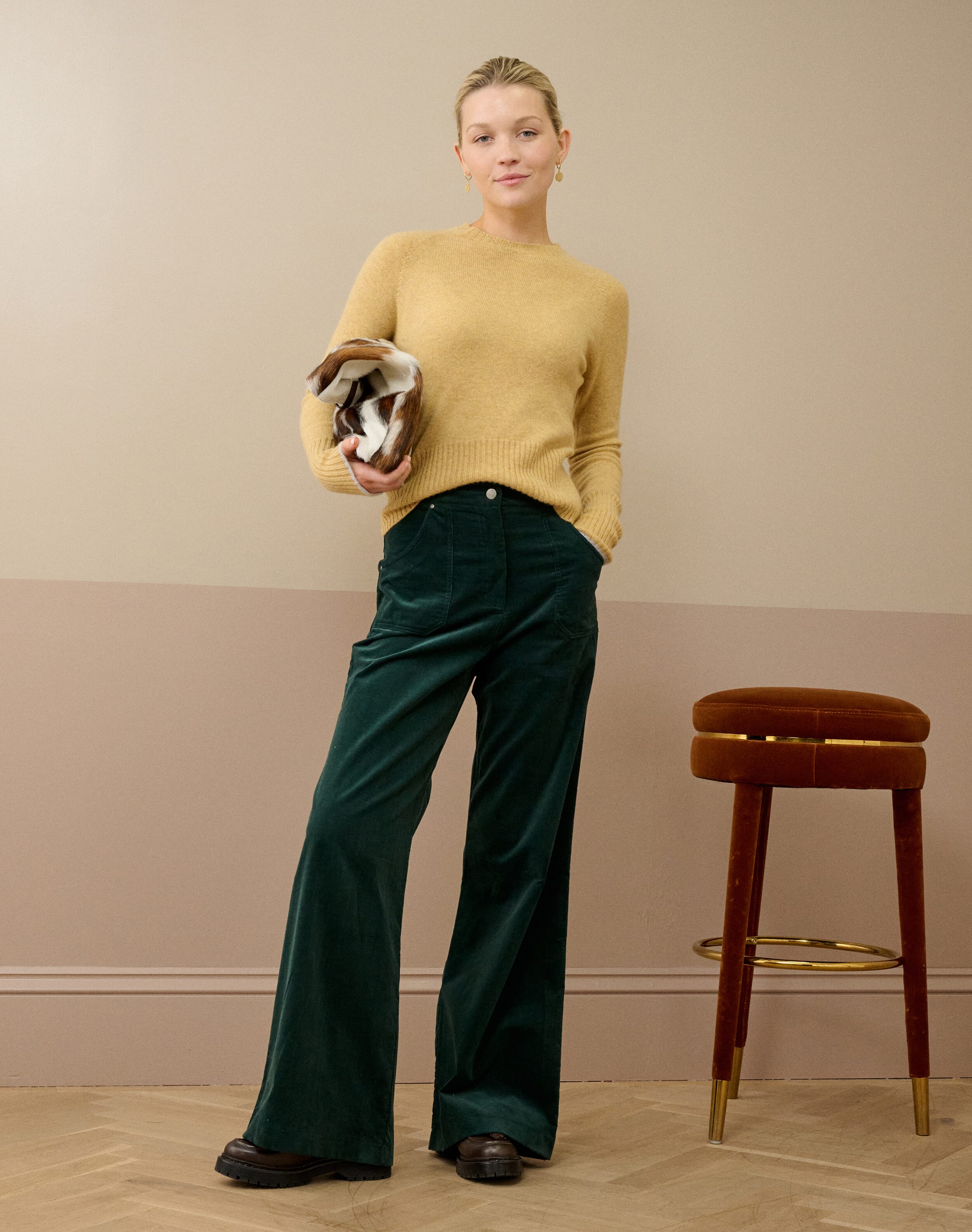 Organic Needlecord High Waist Trousers