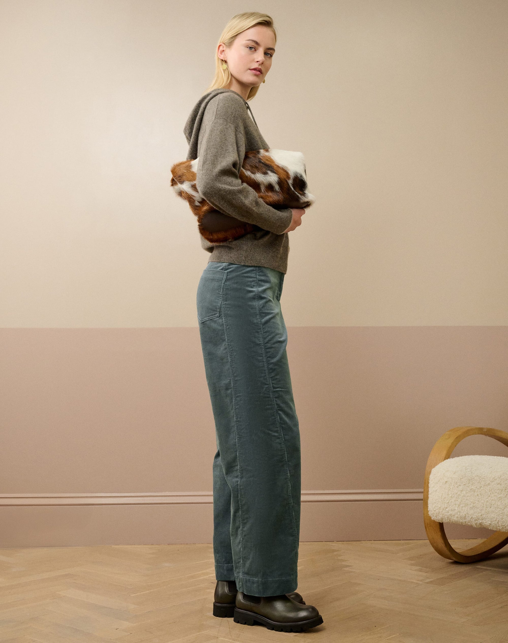 Organic Corduroy Barrel Leg Trousers