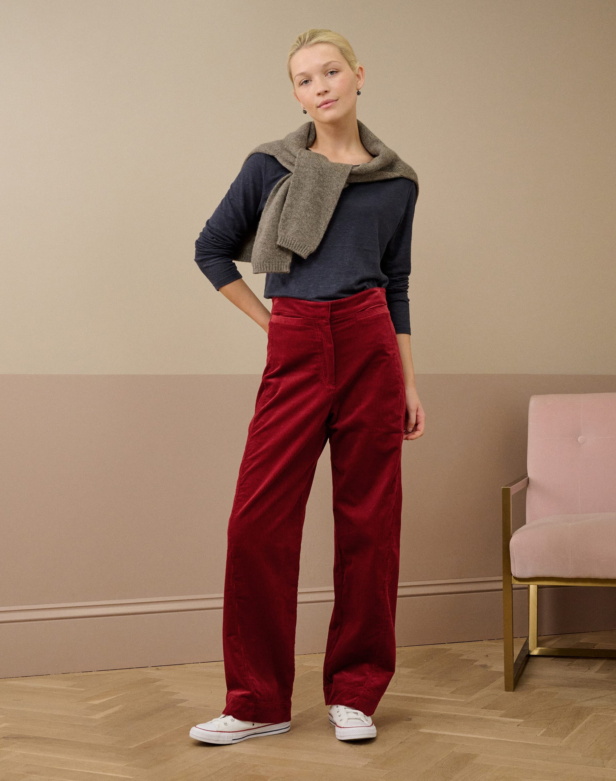 Organic Corduroy Barrel Leg Trousers