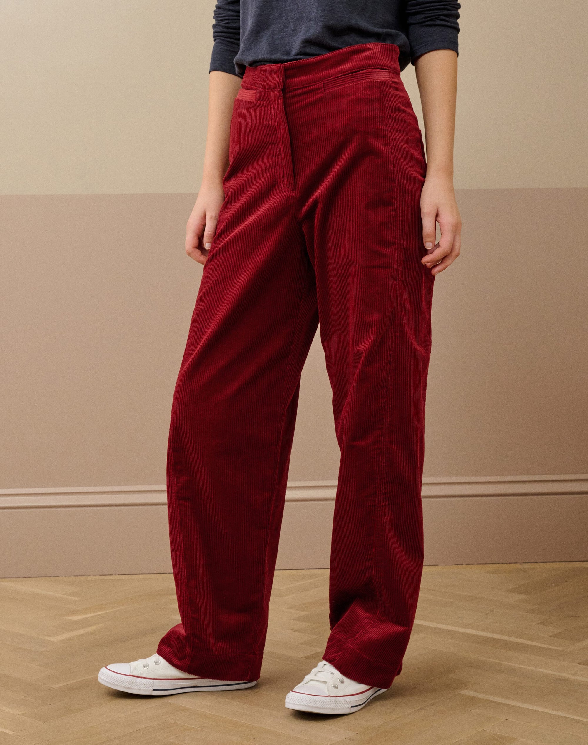 Organic Corduroy Barrel Leg Trousers