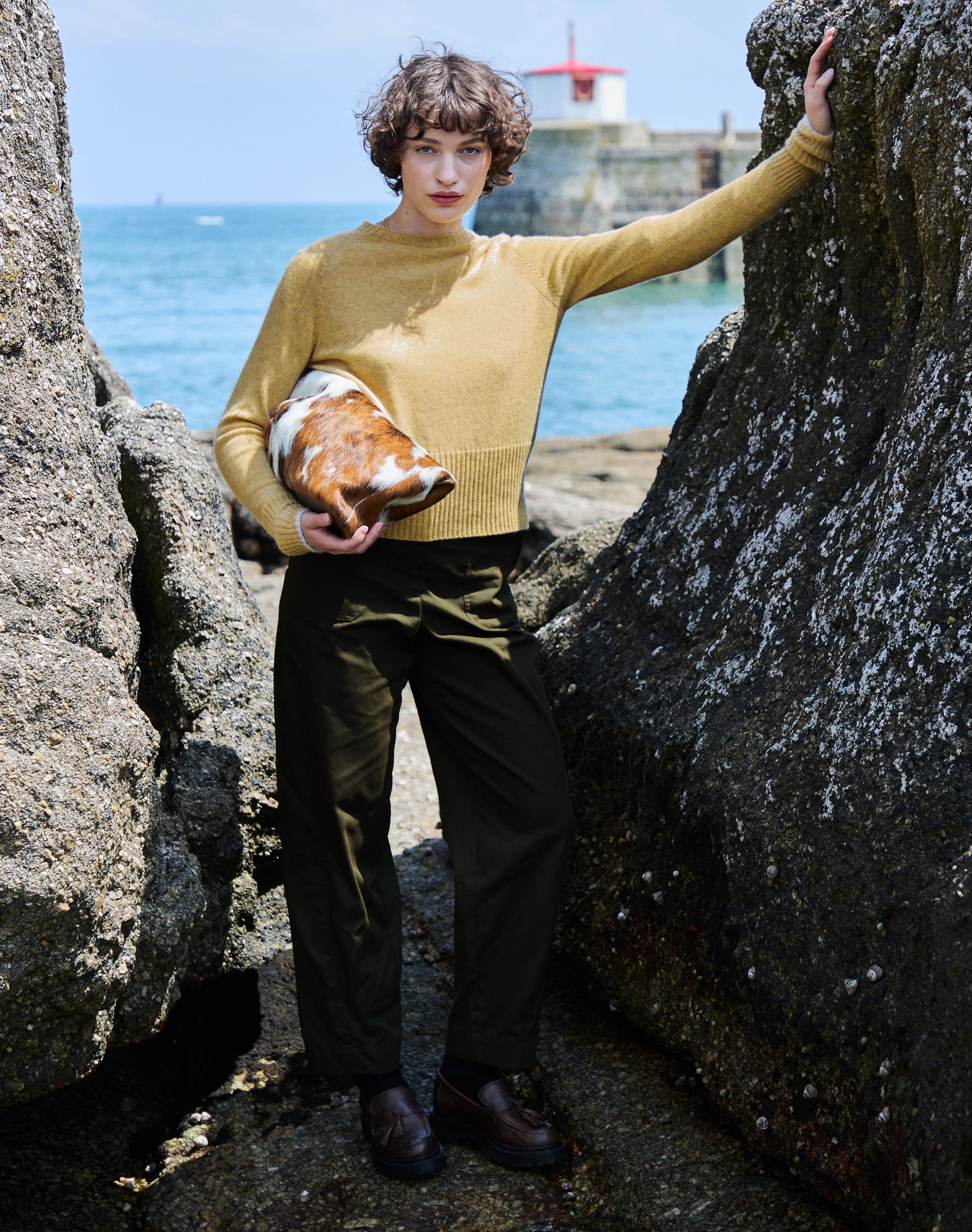 Cotton Canvas Barrel Leg Trousers