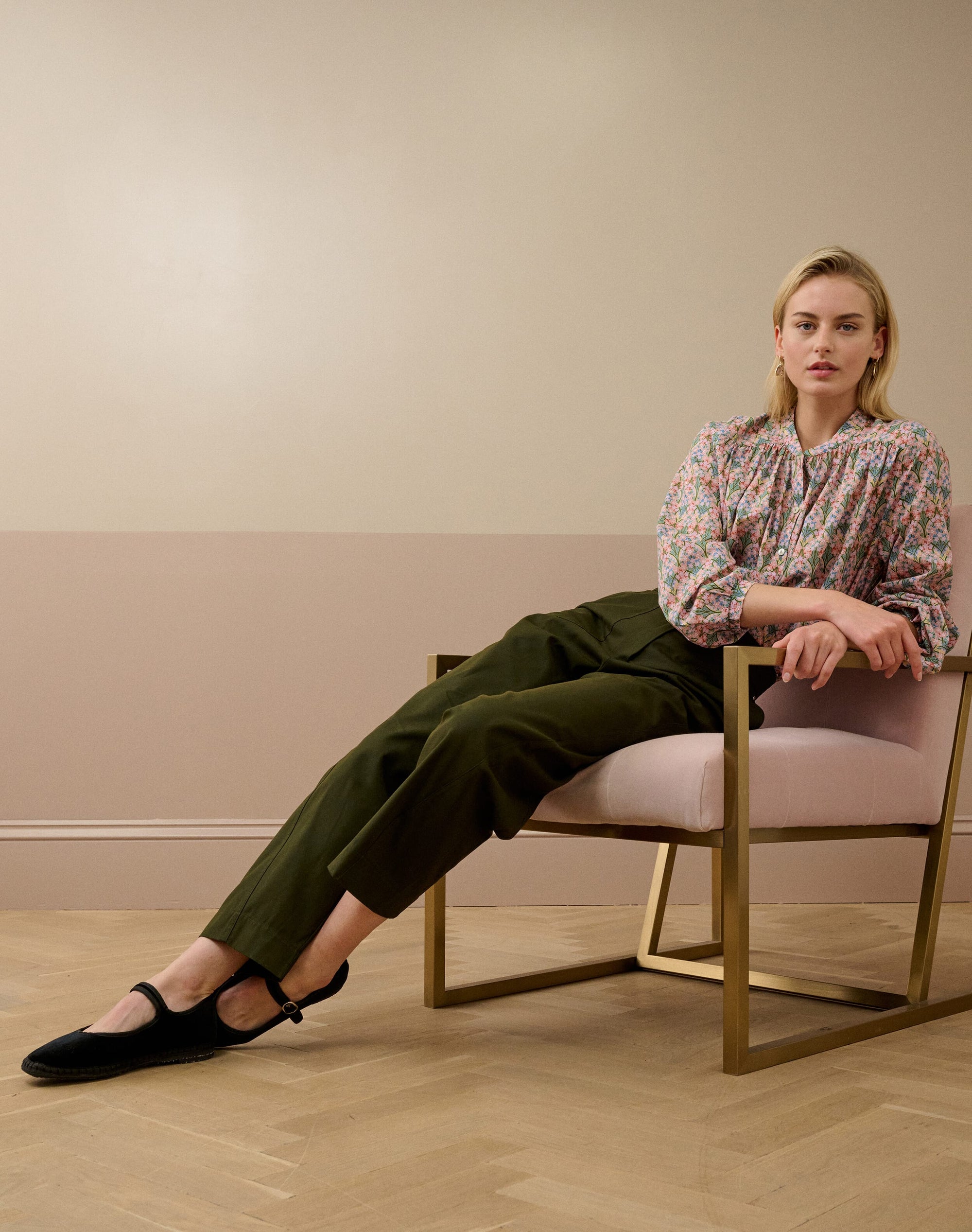 Cotton Canvas Barrel Leg Trousers