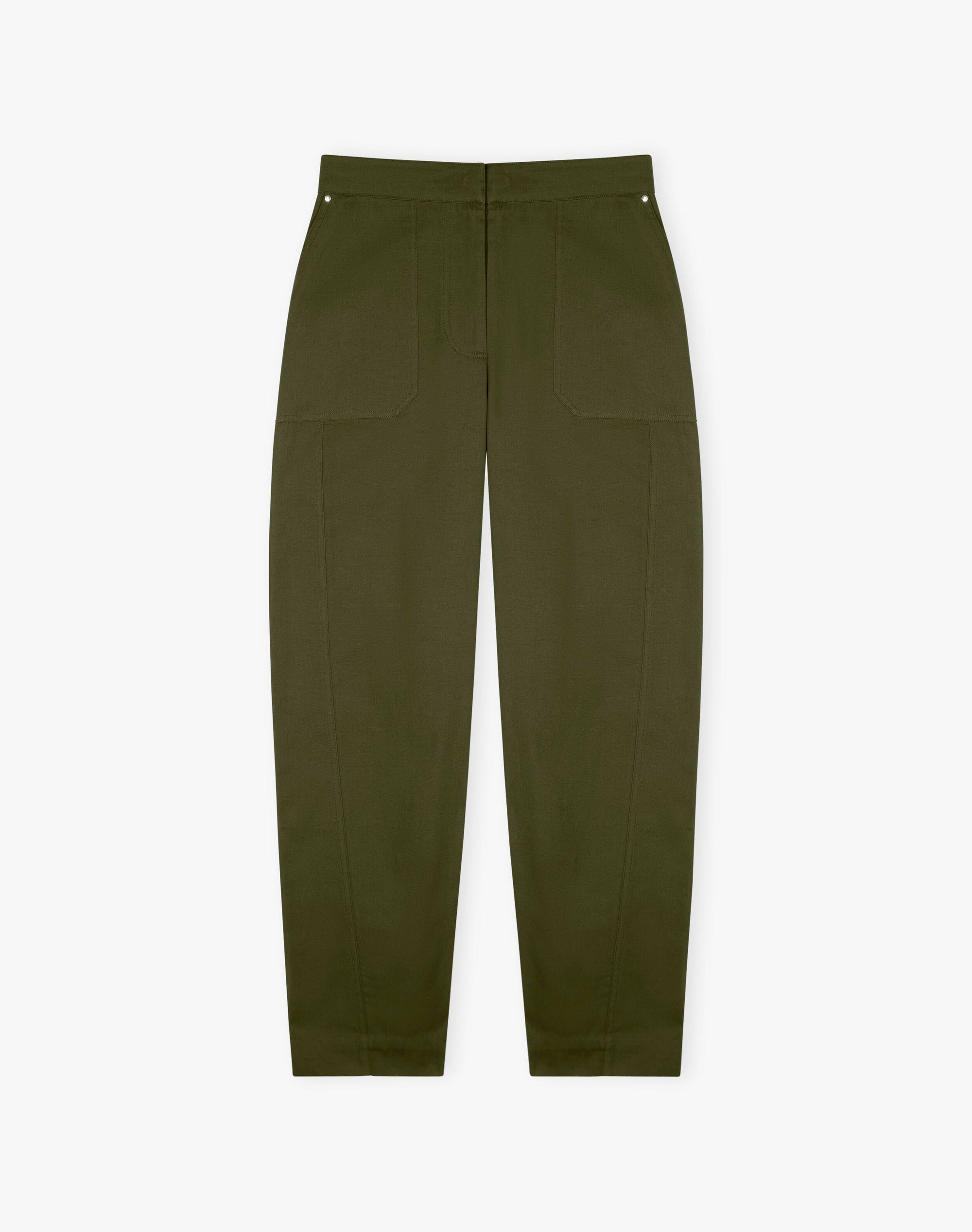 Cotton Canvas Barrel Leg Trousers