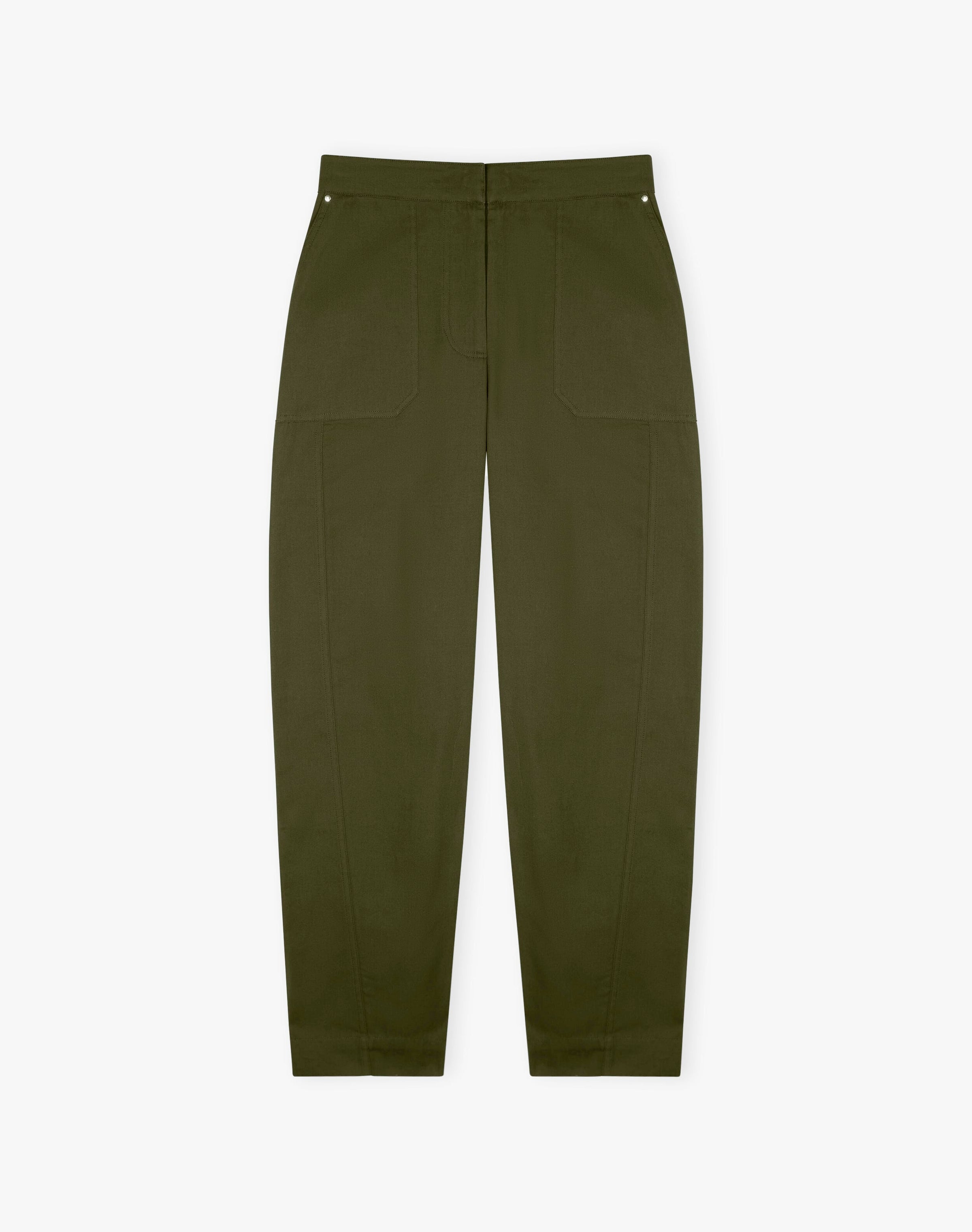 Cotton Canvas Barrel Leg Trousers
